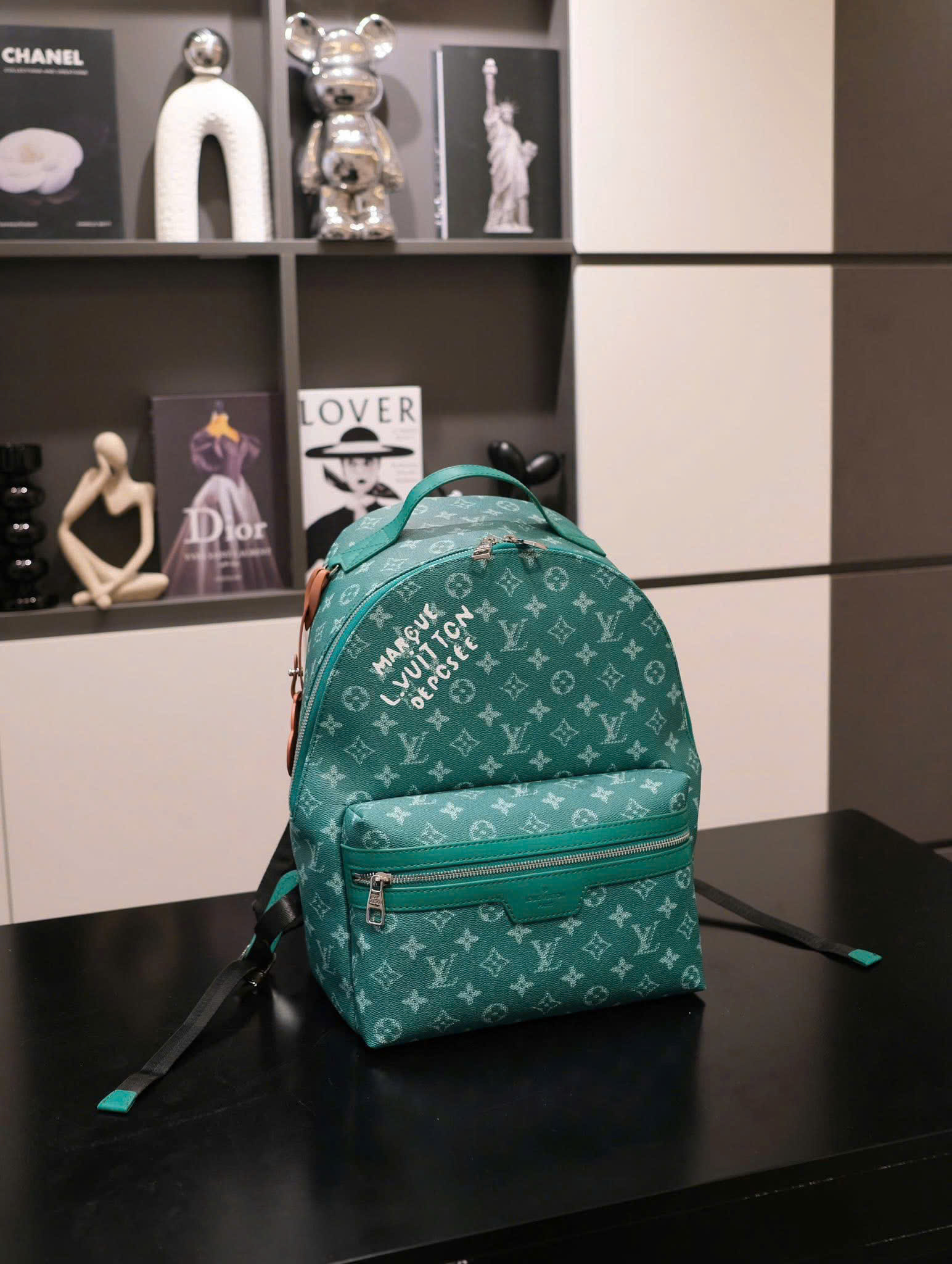 Balo thời trang Louis Vuitton LV Xanh rêu họa tiết hoa vân logo full size 40cm Like Auth on web fullbox bill thẻ PLD