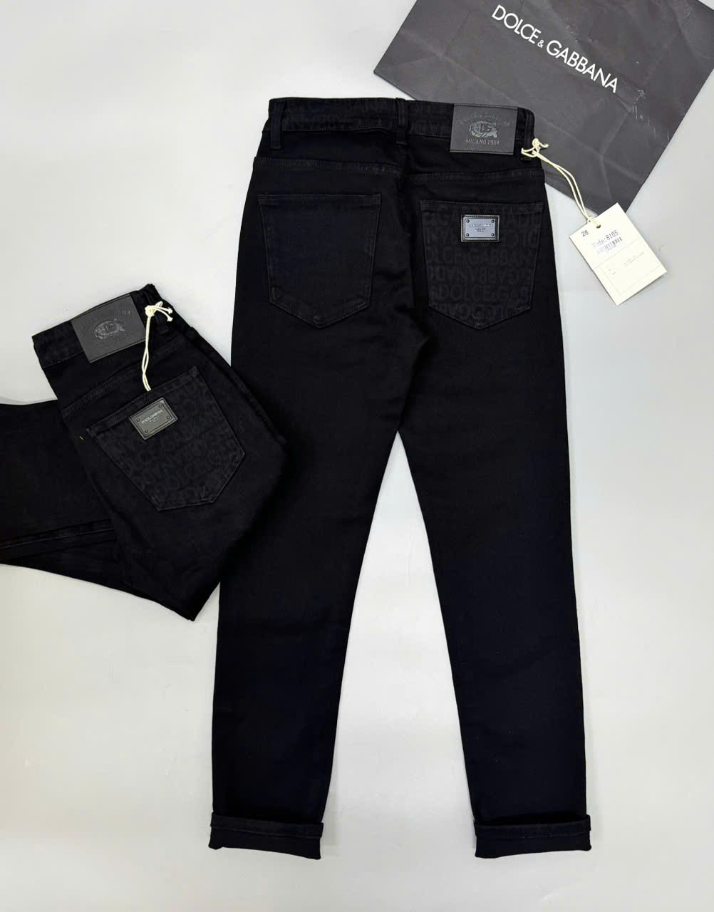 Quần Jean Dolce Gabbana DG Đen họa tiết logo chữ cạp túi sau Like Auth on web CD