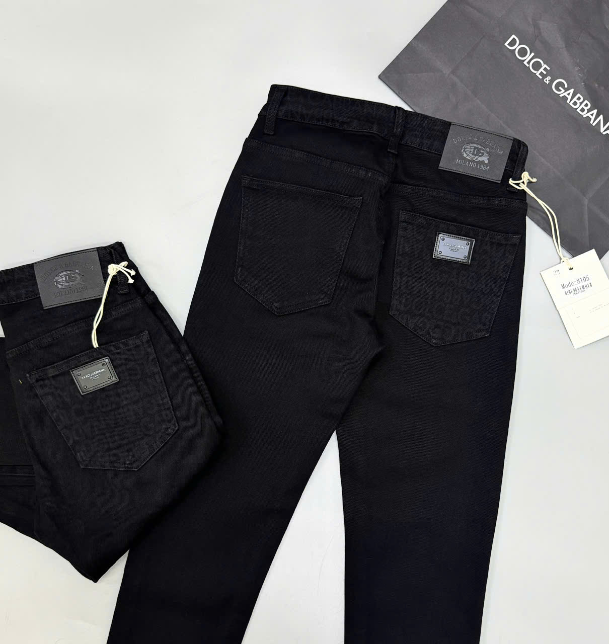 Quần Jean Dolce Gabbana DG Đen họa tiết logo chữ cạp túi sau Like Auth on web CD