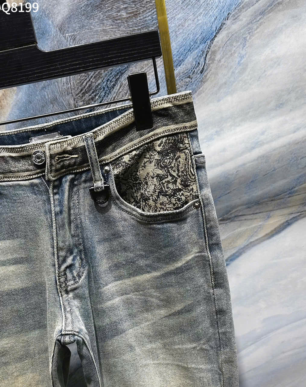 Quần Jean Dior CD Xám bạc họa tiết túi Like Auth on web LK