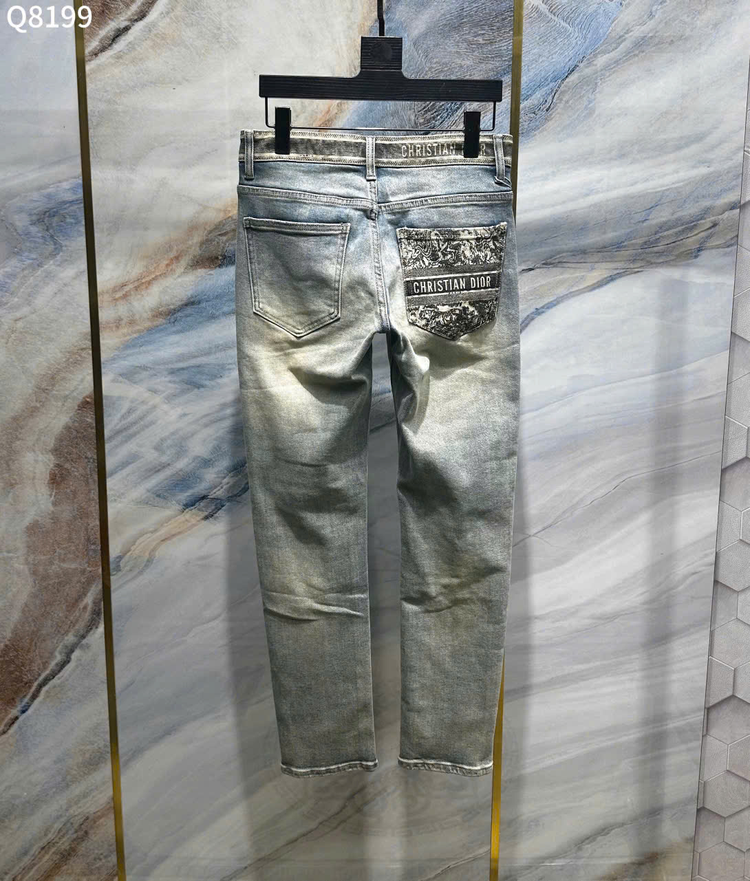 Quần Jean Dior CD Xám bạc họa tiết túi Like Auth on web LK