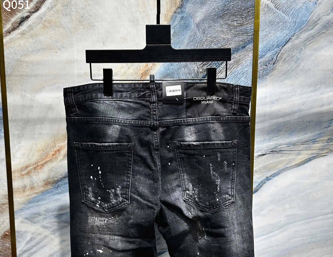 Quần Jean Dsquared2 DSQ2 Đen rách mài vẩy sơn phối khóa lệch Like Auth on web LK