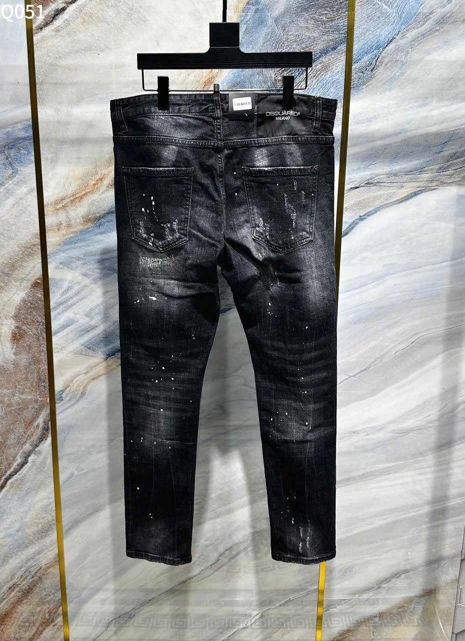 Quần Jean Dsquared2 DSQ2 Đen rách mài vẩy sơn phối khóa lệch Like Auth on web LK