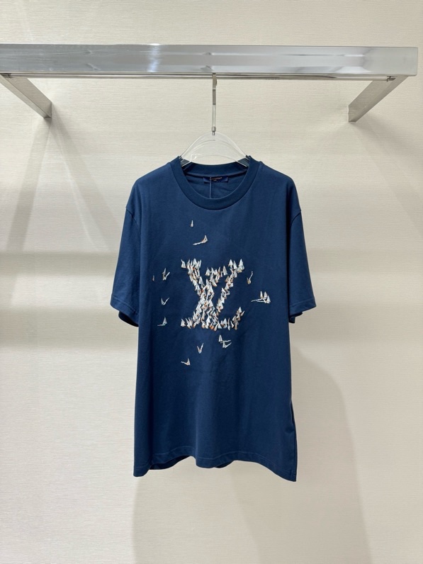 Áo phông T-shirt Louis Vuitton LV Xanh than họa tiết logo thuyền thêu Like Auth on web VTN