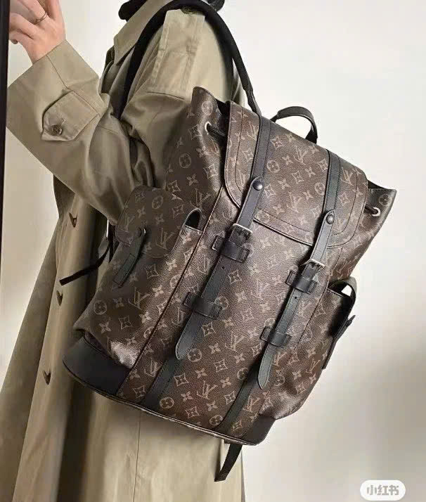 Balo thời trang Louis Vuitton LV Nâu họa tiết hoa vân logo phối dây cài size 38x44x12.5cm Like Auth on web fullbox bill thẻ PLD