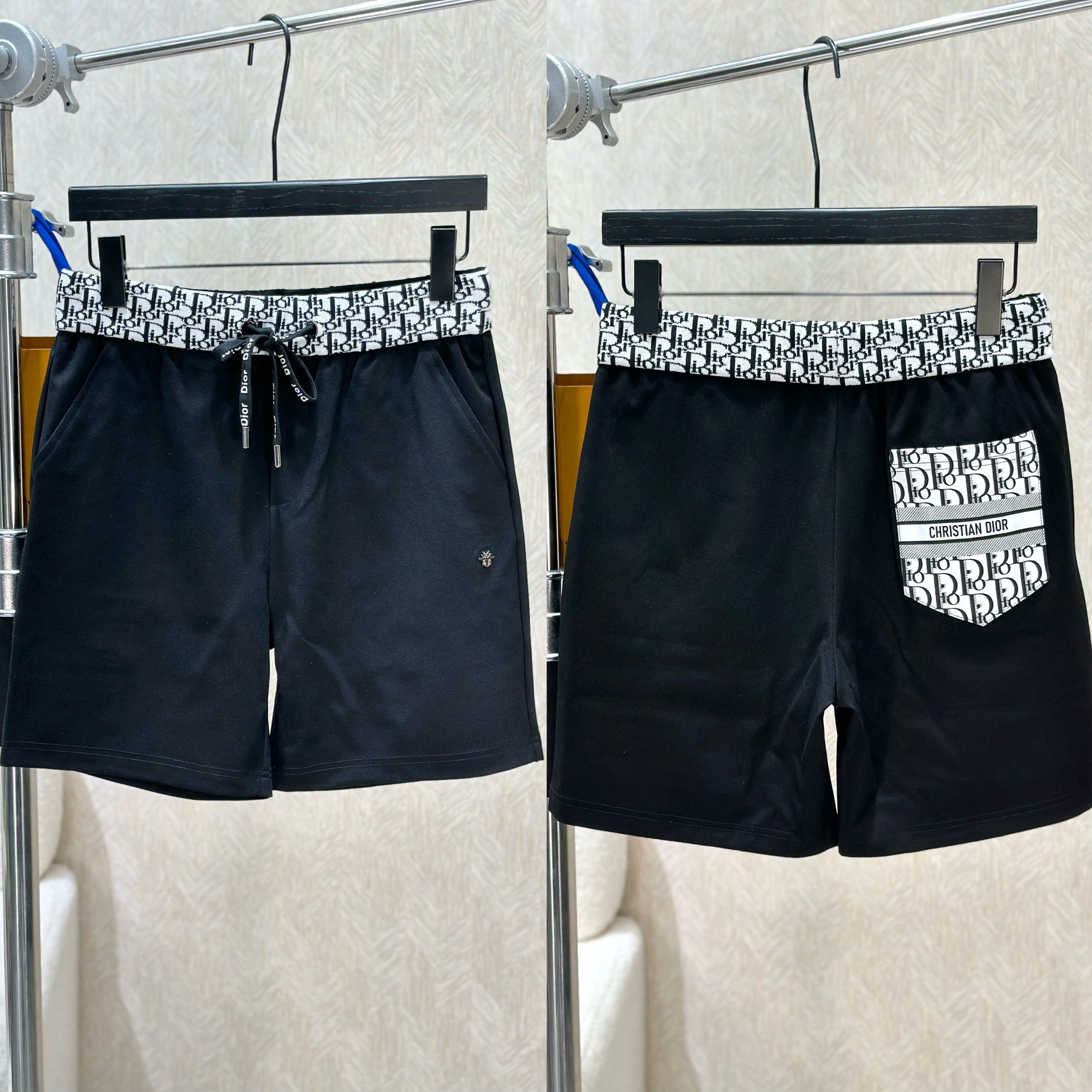 Quần short nỉ Dior Đen họa tiết logo chữ cạp túi sau Trắng Like Auth 1-1 on web VTN