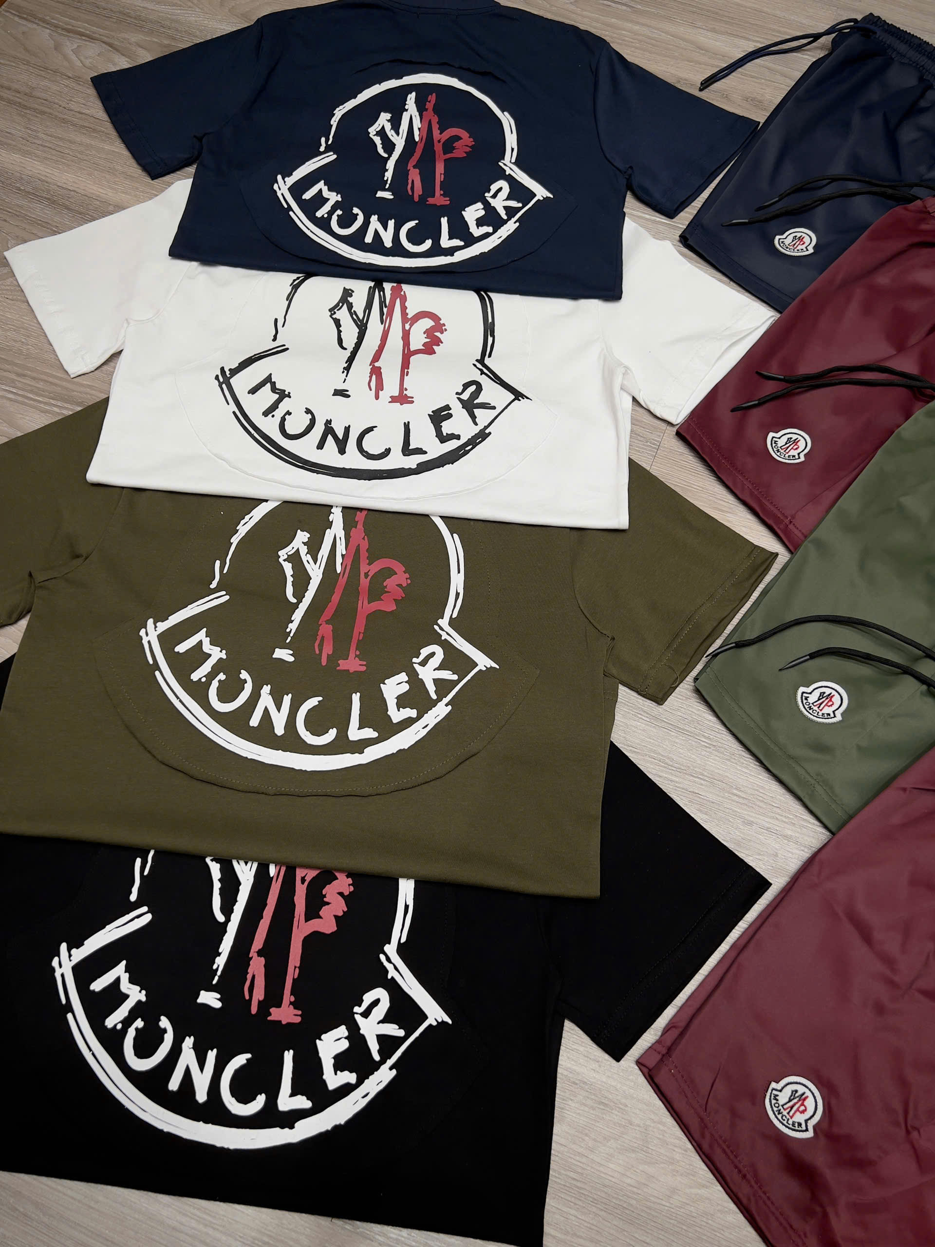 Bộ, Set hè Moncler M logo thêu vải Like Auth on web NV