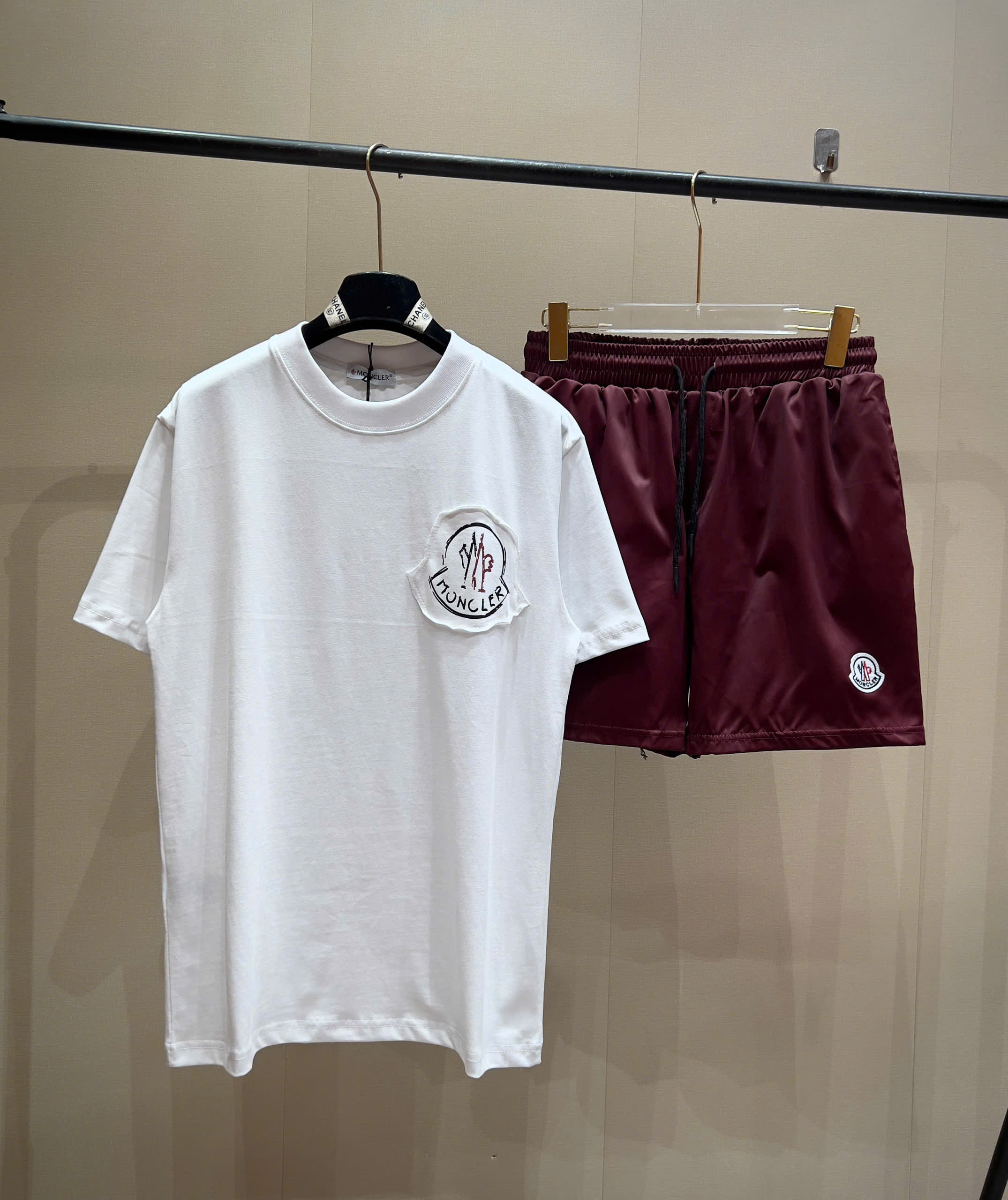 Bộ, Set hè Moncler M logo thêu vải Like Auth on web NV