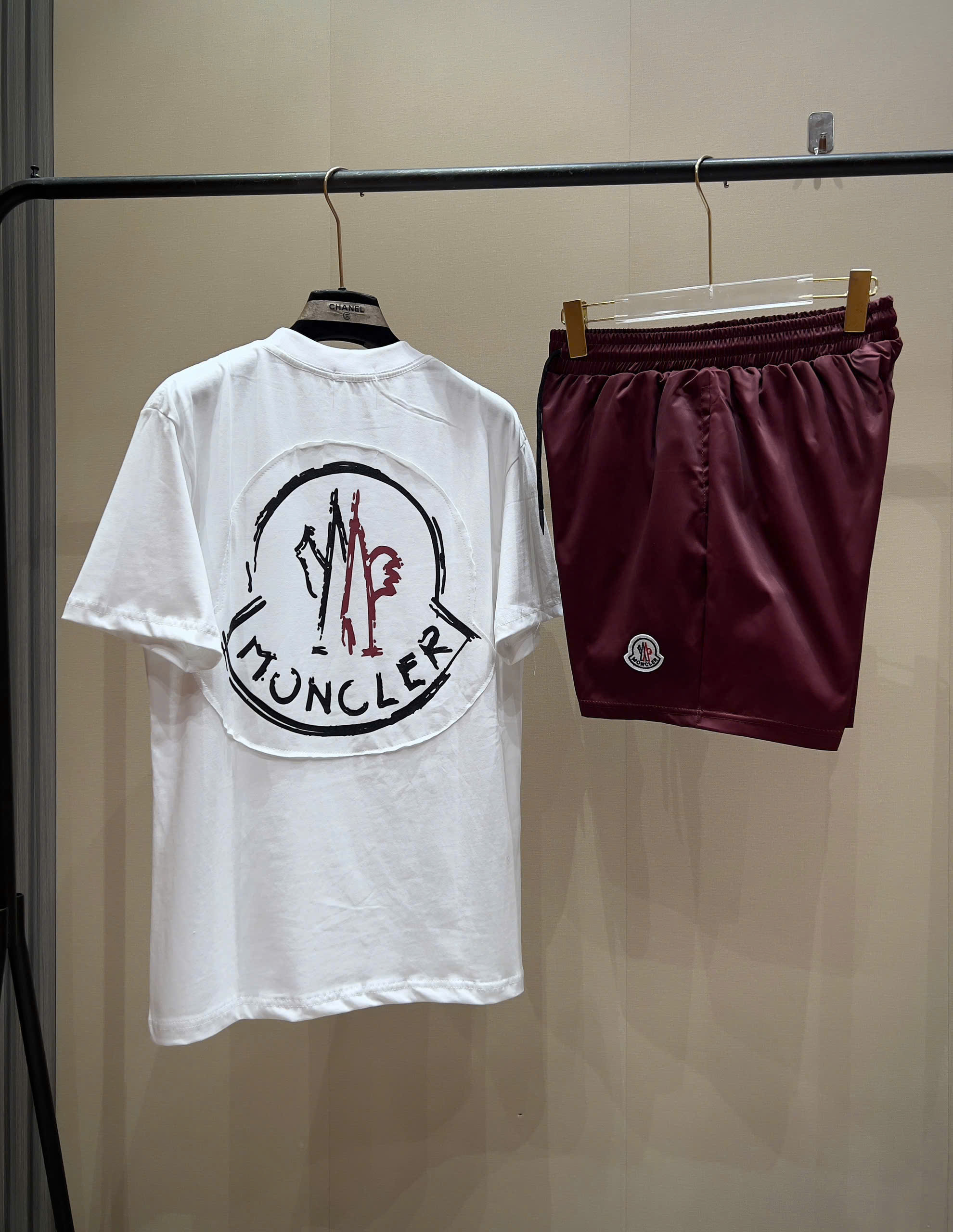 Bộ, Set hè Moncler M logo thêu vải Like Auth on web NV