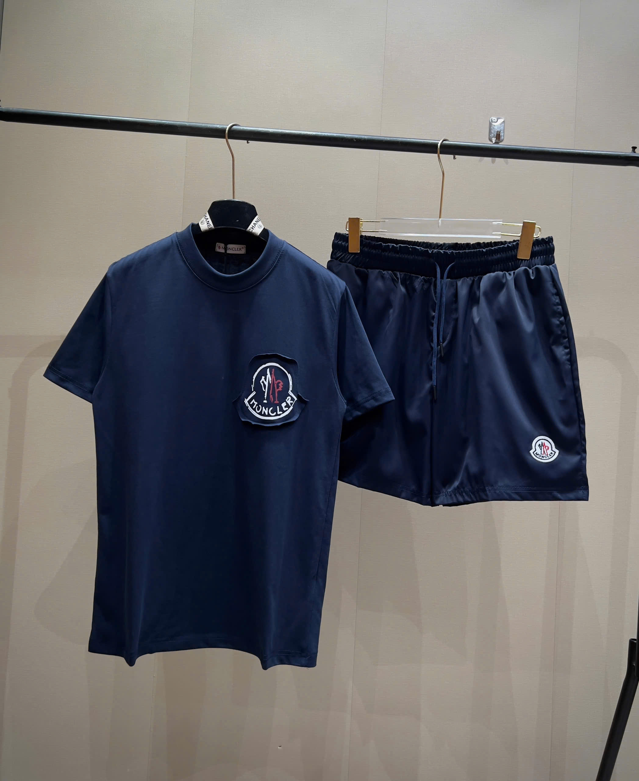 Bộ, Set hè Moncler M logo thêu vải Like Auth on web NV