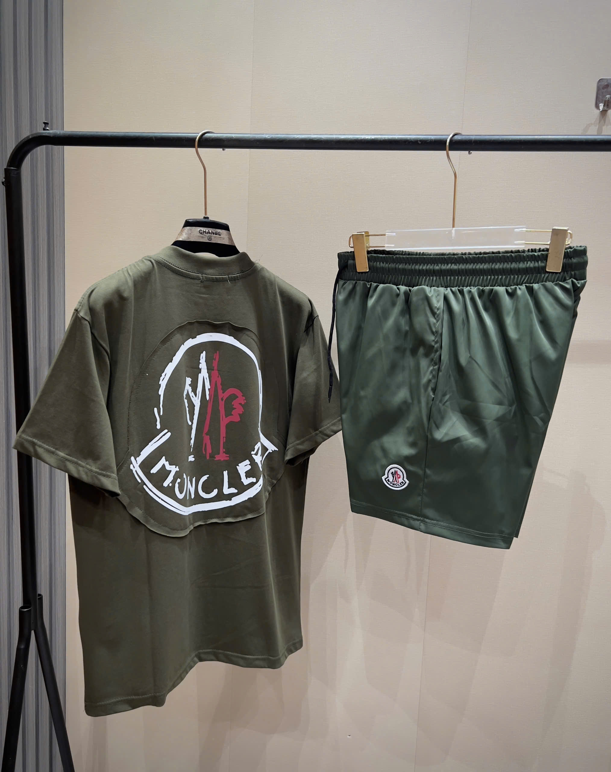 Bộ, Set hè Moncler M logo thêu vải Like Auth on web NV