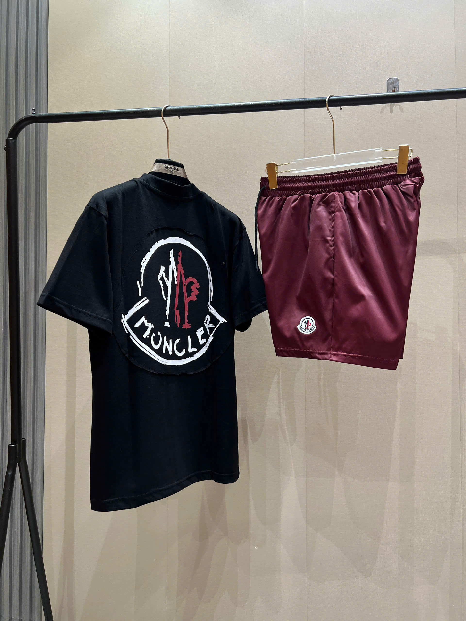 Bộ, Set hè Moncler M logo thêu vải Like Auth on web NV