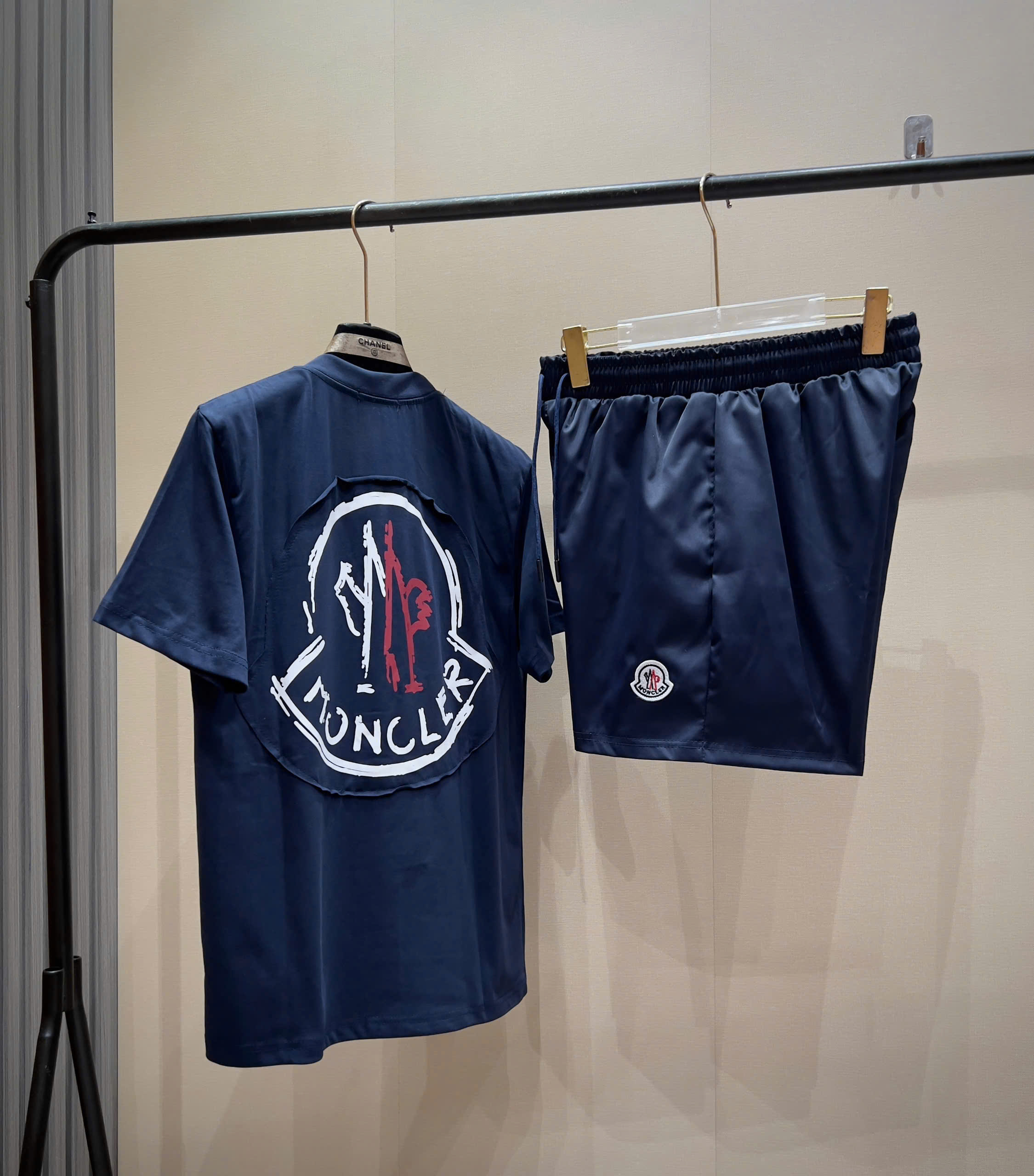 Bộ, Set hè Moncler M logo thêu vải Like Auth on web NV