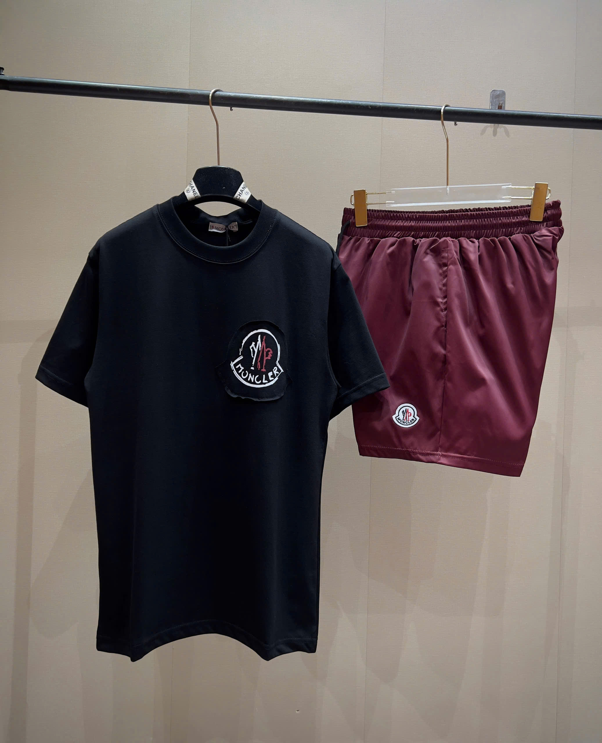 Bộ, Set hè Moncler M logo thêu vải Like Auth on web NV