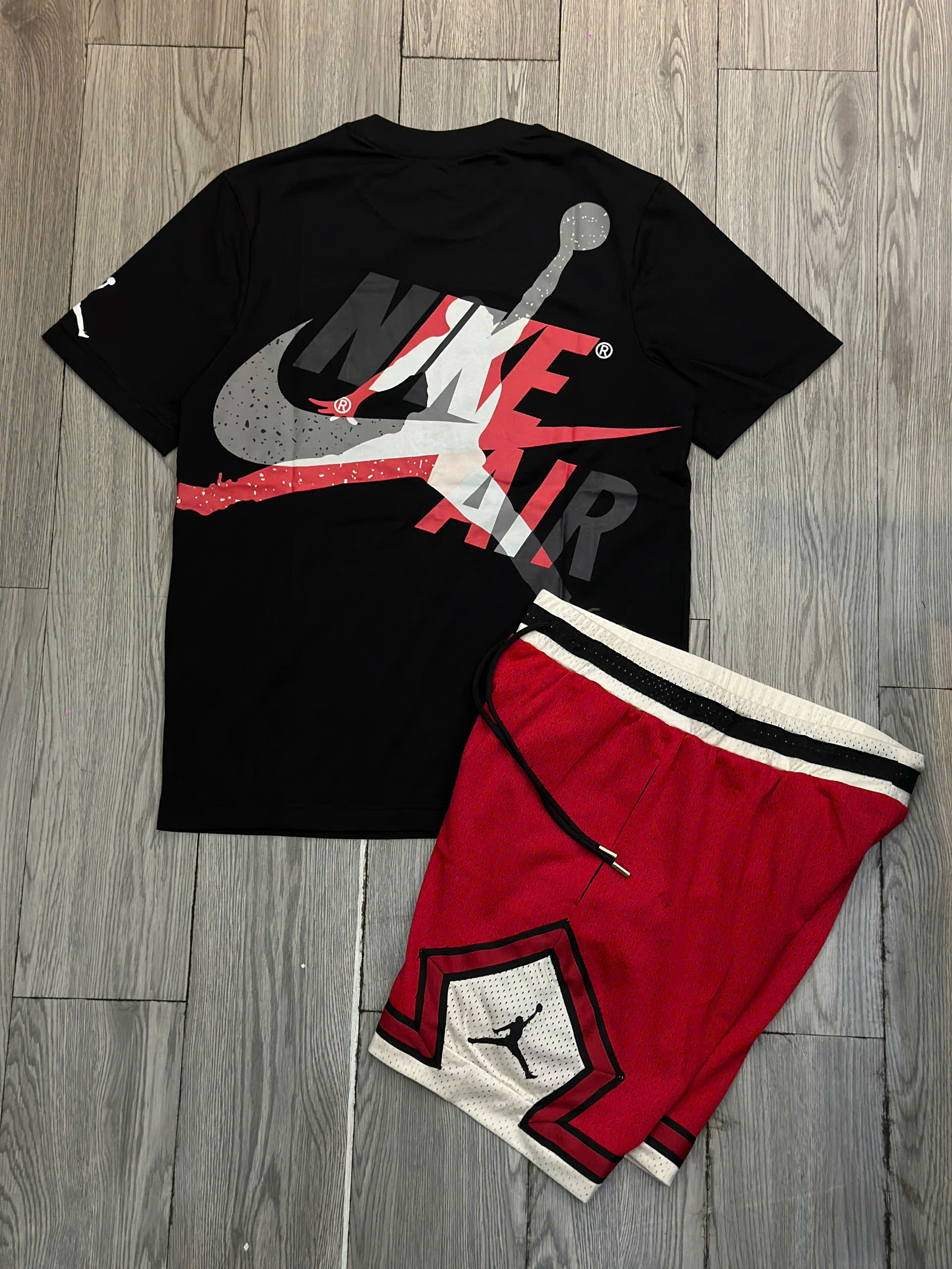Bộ, Set hè Nike NK Đen Đỏ logo phối màu Like Auth on web NV