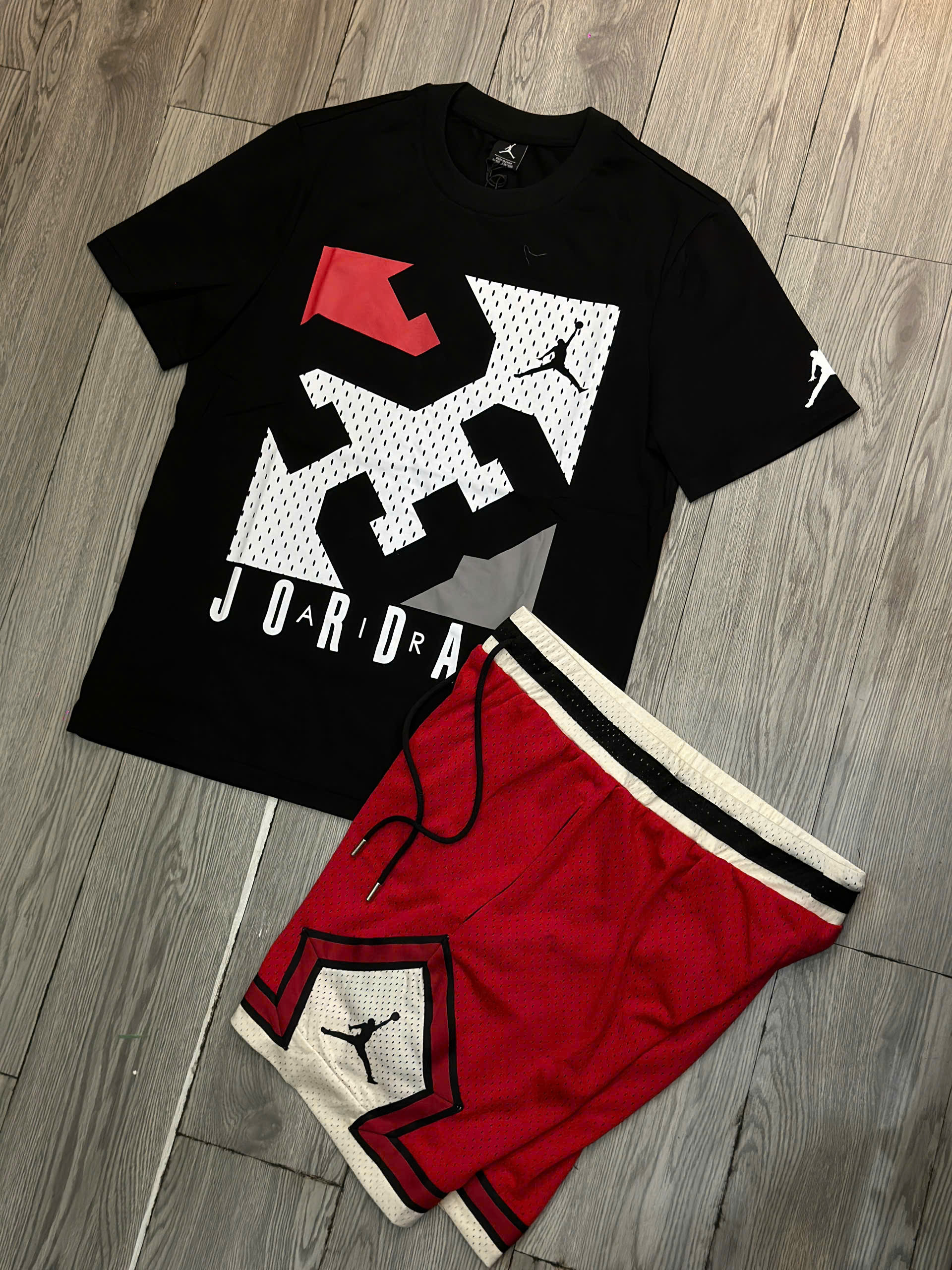 Bộ, Set hè Nike NK Đen Đỏ logo phối màu Like Auth on web NV