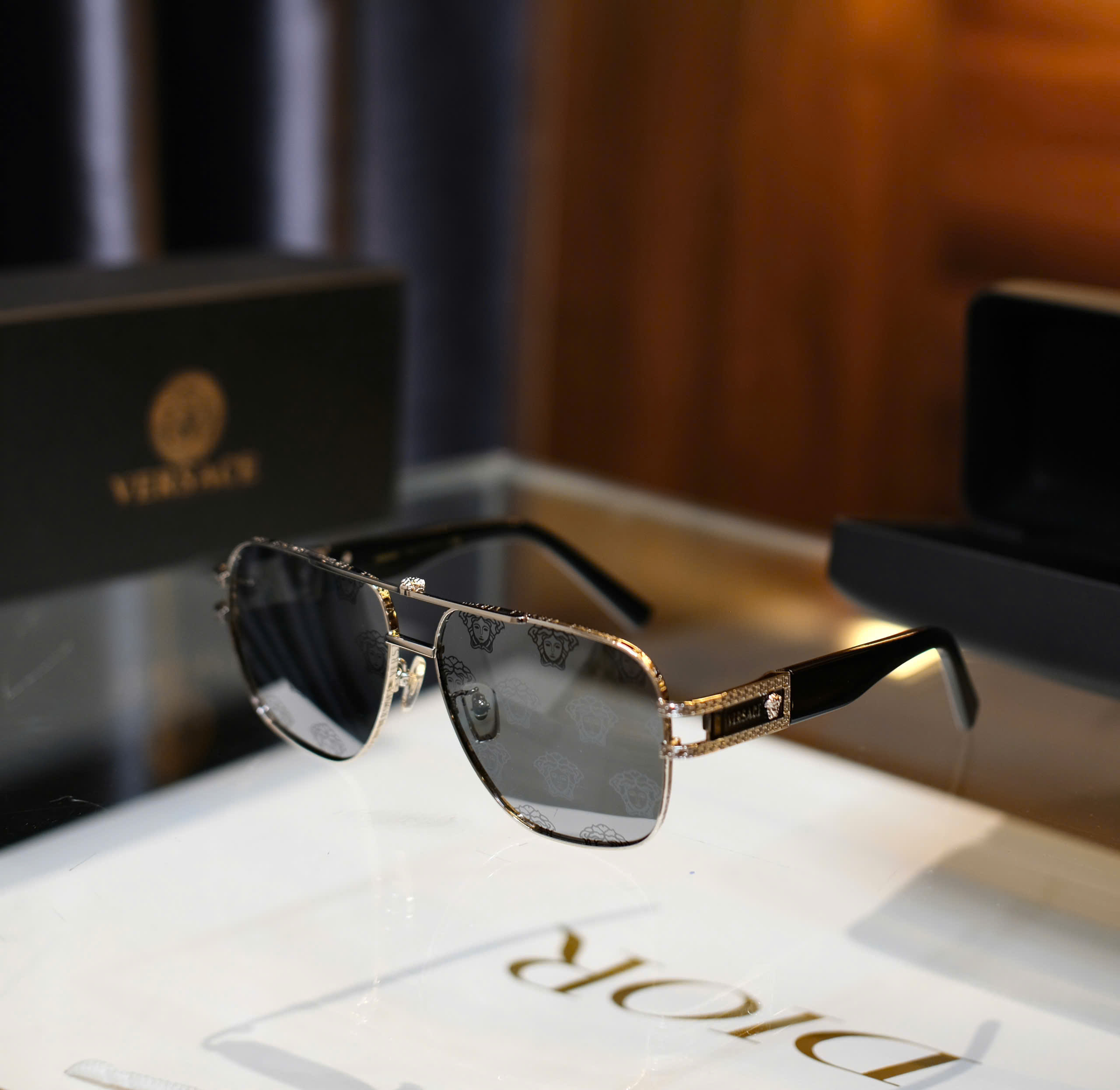 Kính mắt thời trang Versace VS Đen họa tiết logo mặt Medusa mắt Like Auth on web fullbox DDT