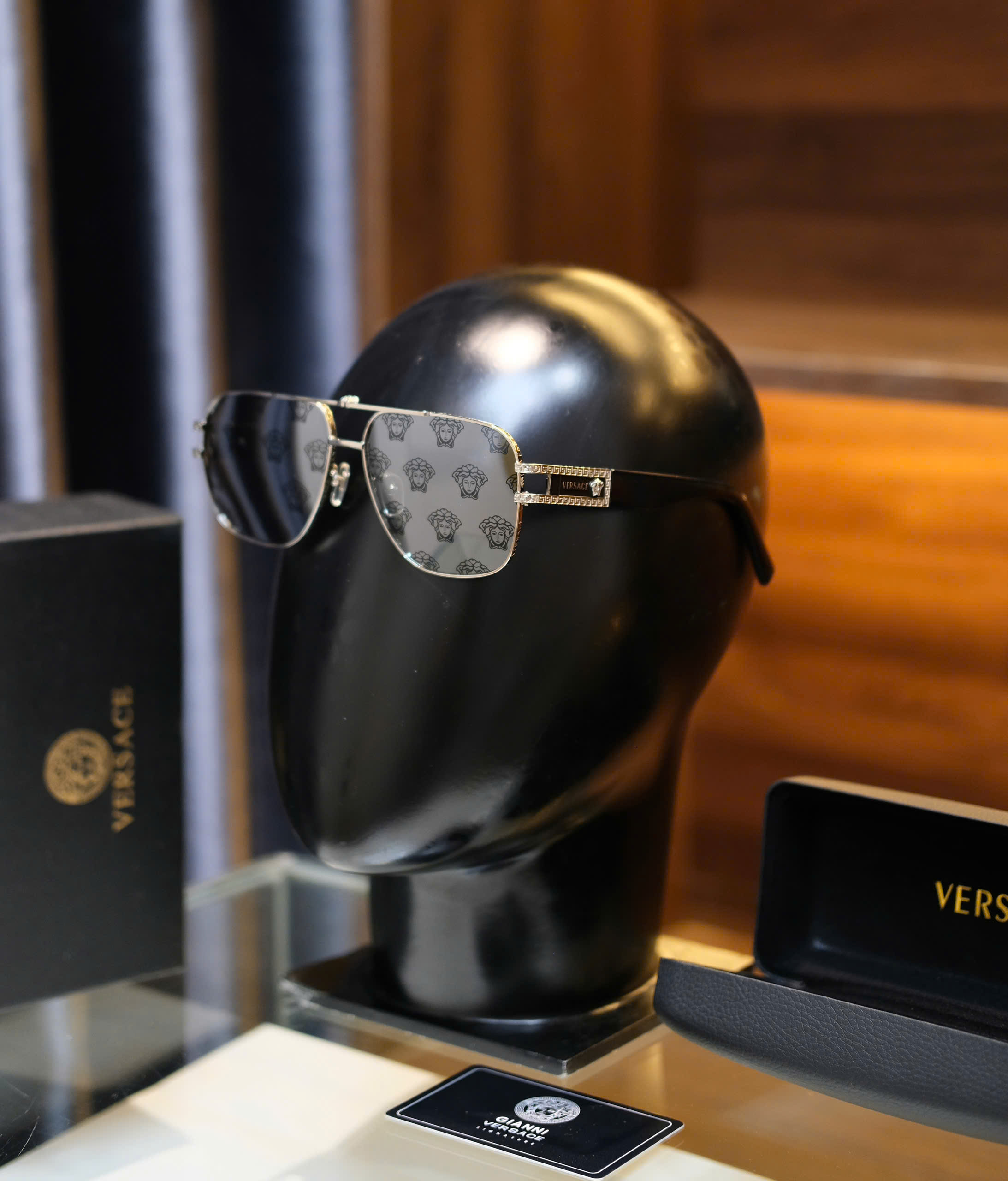 Kính mắt thời trang Versace VS Đen họa tiết logo mặt Medusa mắt Like Auth on web fullbox DDT