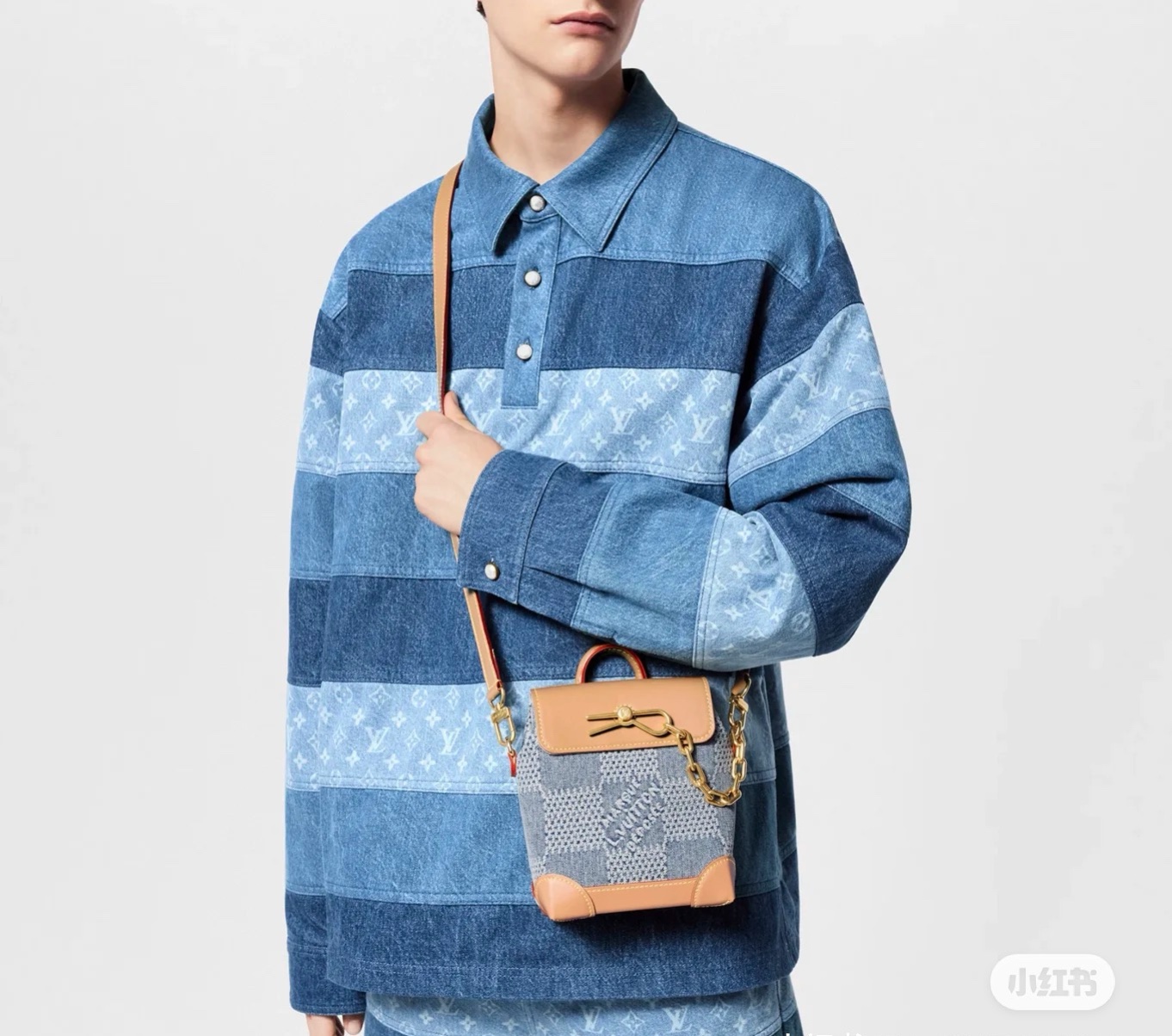 Túi mini đeo chéo Louis Vuitton LV Xanh jean phối Nâu họa tiết caro khóa cài móc xích size 15x18x7cm Like Auth on web fullbox bill thẻ PLD