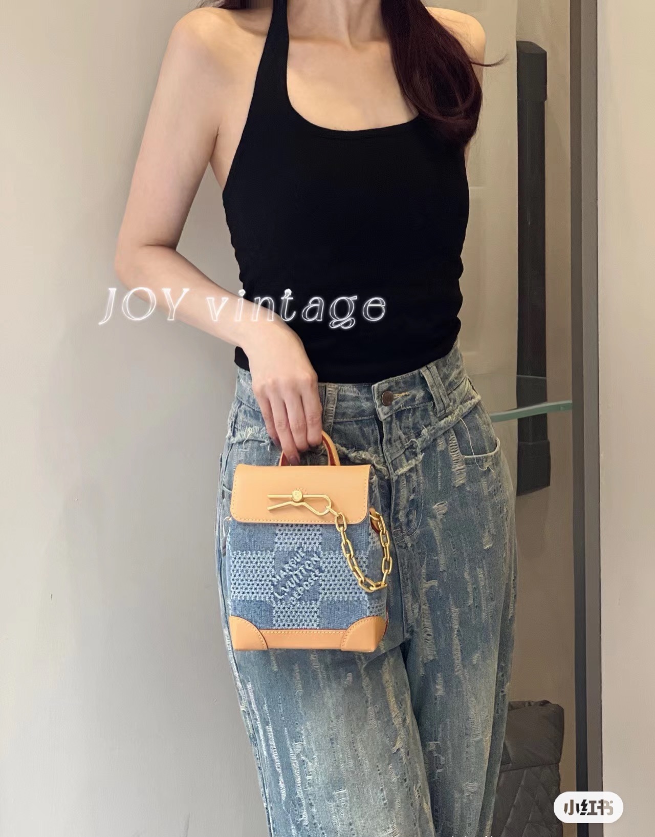 Túi mini đeo chéo Louis Vuitton LV Xanh jean phối Nâu họa tiết caro khóa cài móc xích size 15x18x7cm Like Auth on web fullbox bill thẻ PLD