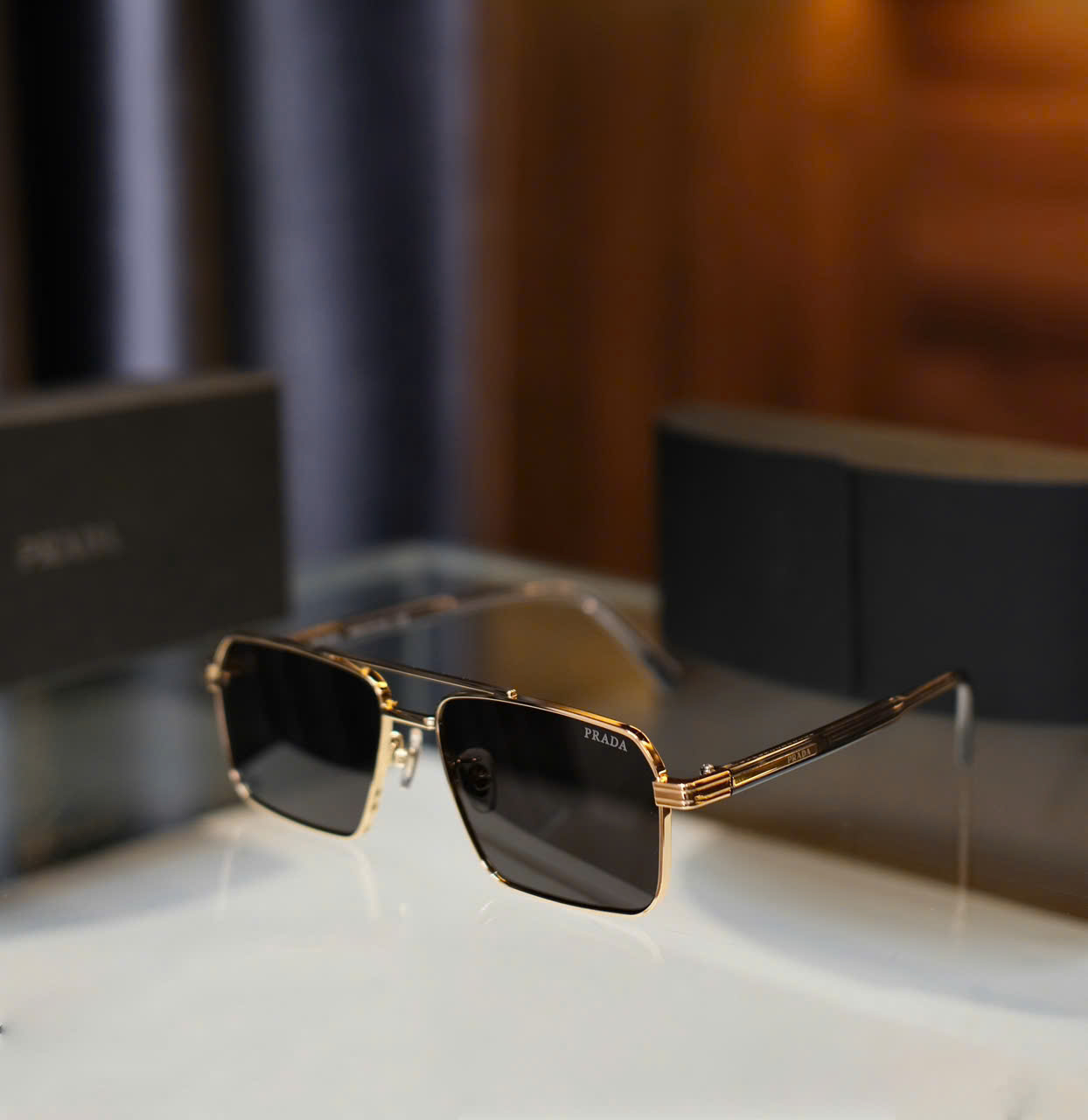 Kính mắt thời trang Prada P Đen gọng Vàng Like Auth on web fullbox DDT