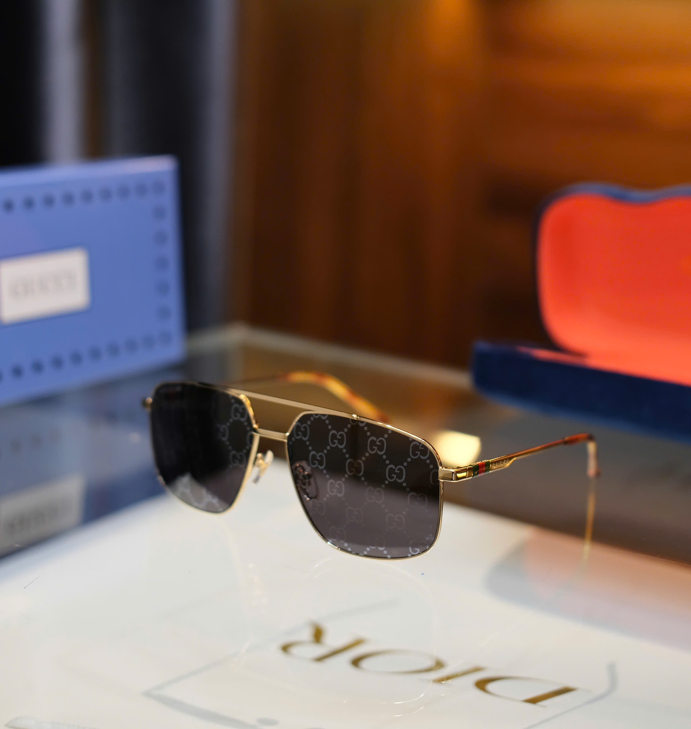 Kính mắt thời trang Gucci GC Đen họa tiết mắt phối kẻ sọc màu gọng Like Auth on web fullbox DDT