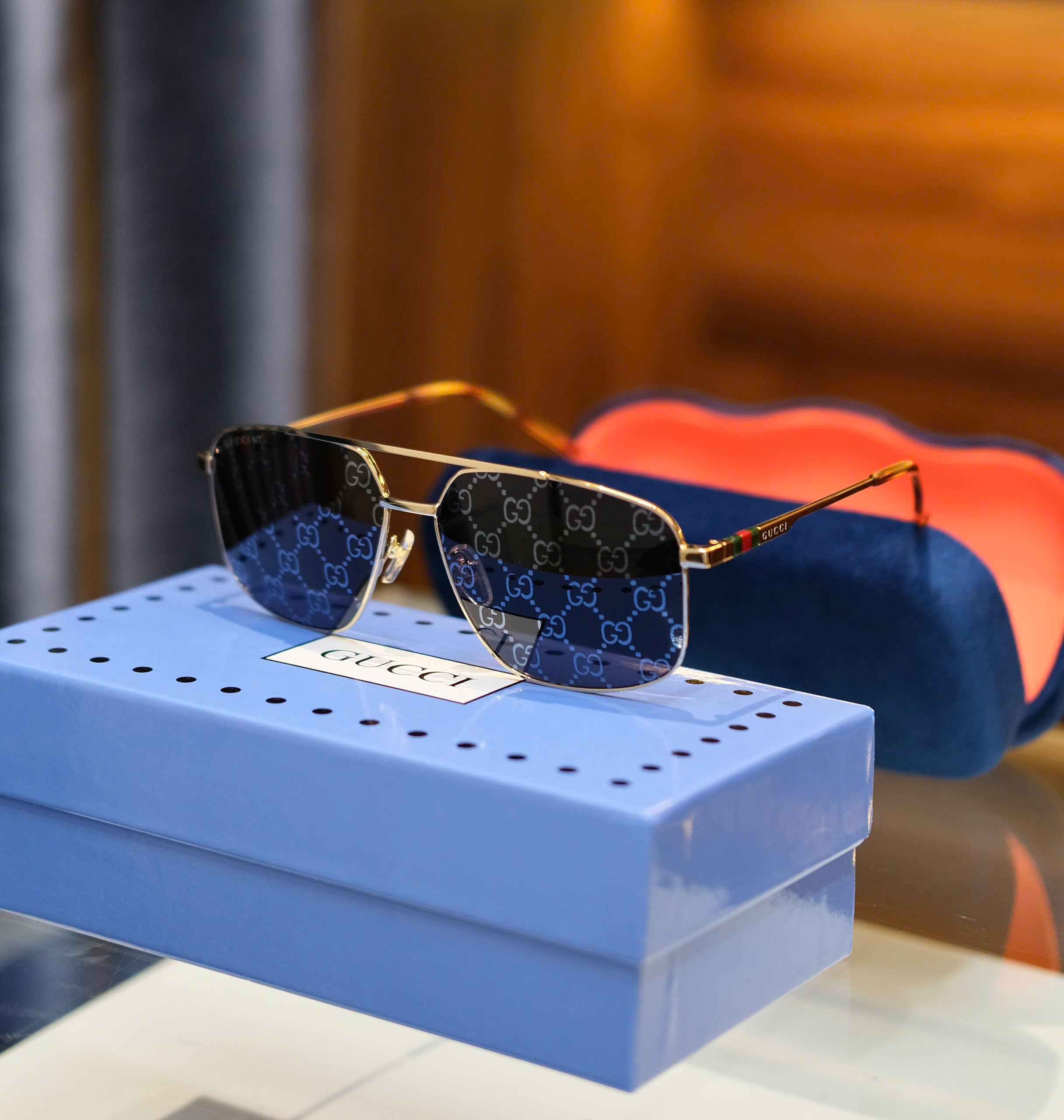 Kính mắt thời trang Gucci GC Đen họa tiết mắt phối kẻ sọc màu gọng Like Auth on web fullbox DDT