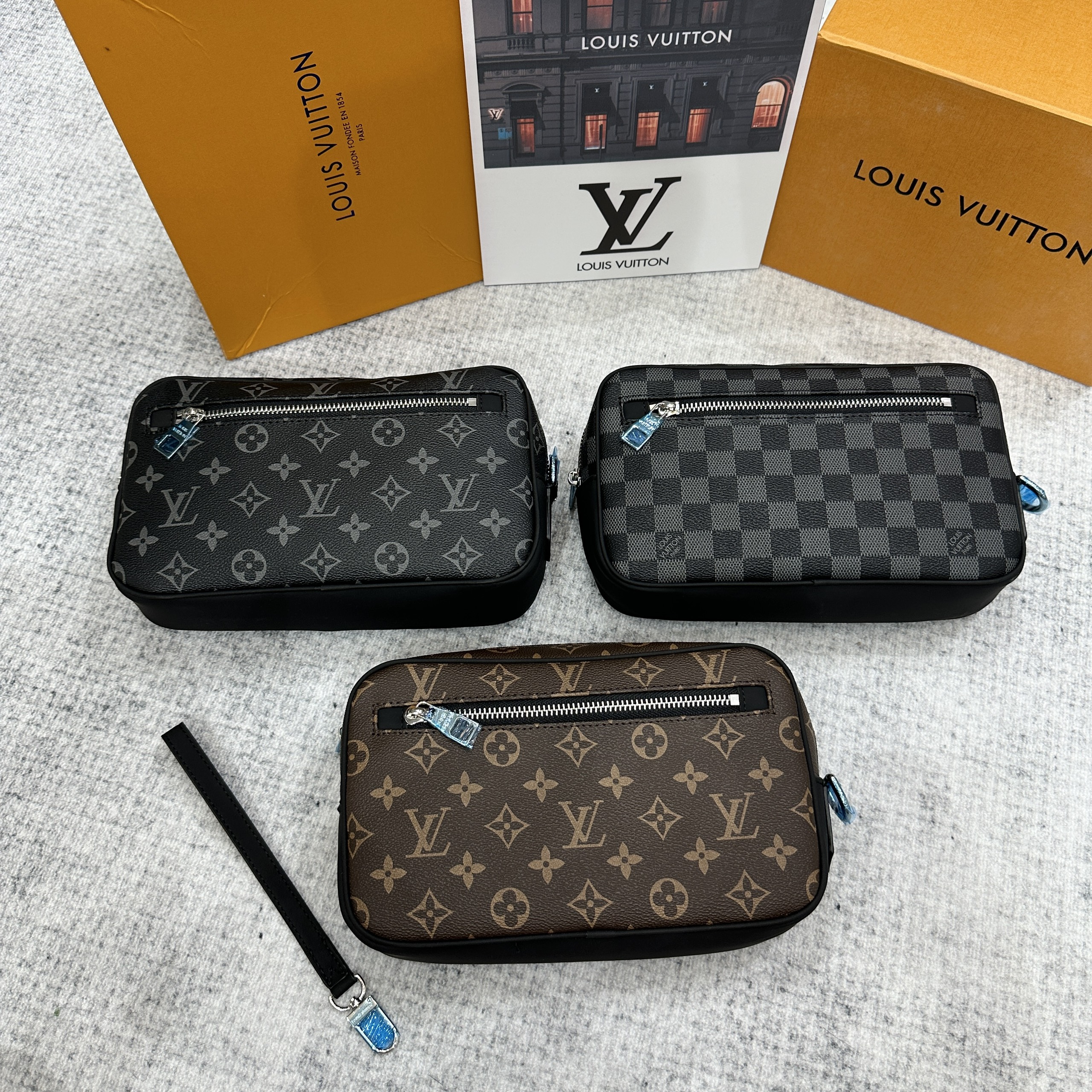 Túi clutch cầm tay Louis Vuitton LV họa tiết các mẫu size 24x16x6cm Like Auth Fullbox phụ kiện PLD