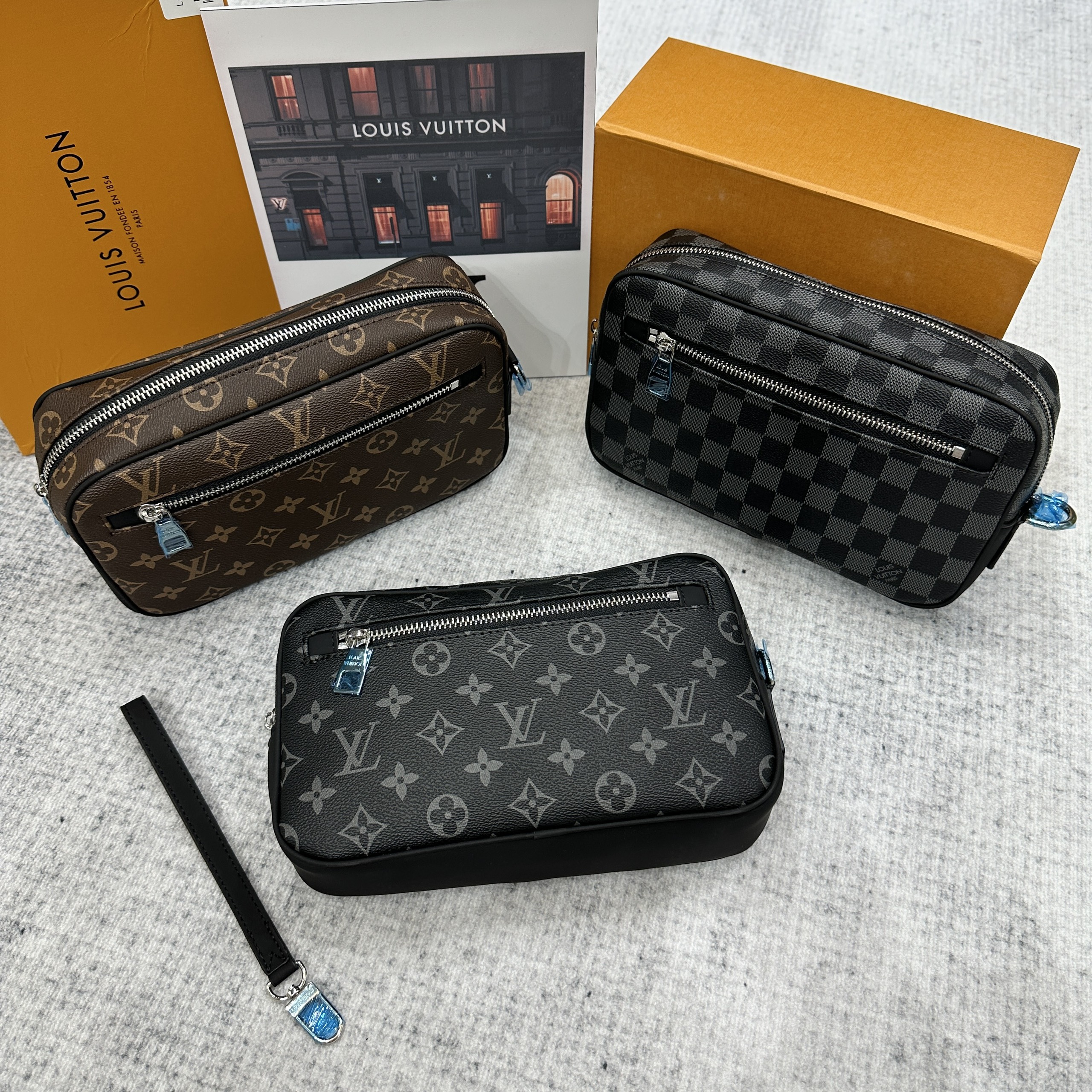 Túi clutch cầm tay Louis Vuitton LV họa tiết các mẫu size 24x16x6cm Like Auth Fullbox phụ kiện PLD