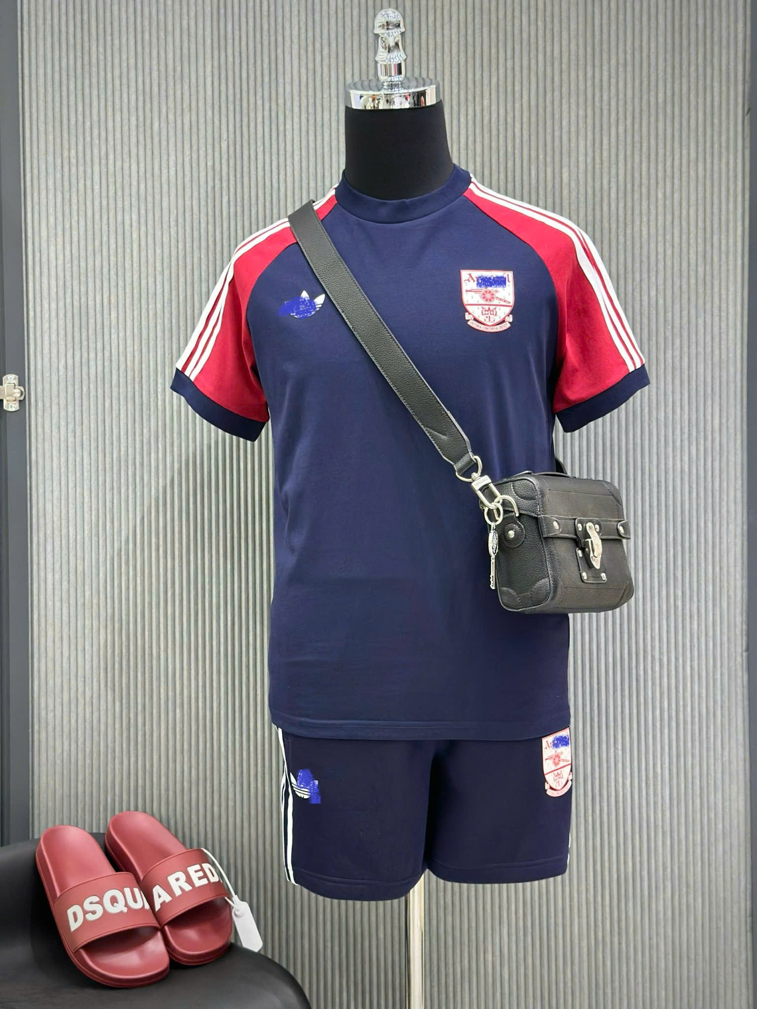 Bộ, Set hè Adidas A Xanh than phối vai Đỏ Like Auth on web VTN