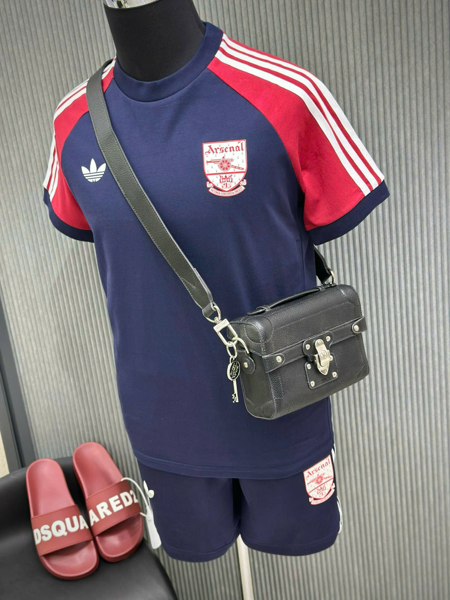 Bộ, Set hè Adidas A Xanh than phối vai Đỏ Like Auth on web VTN