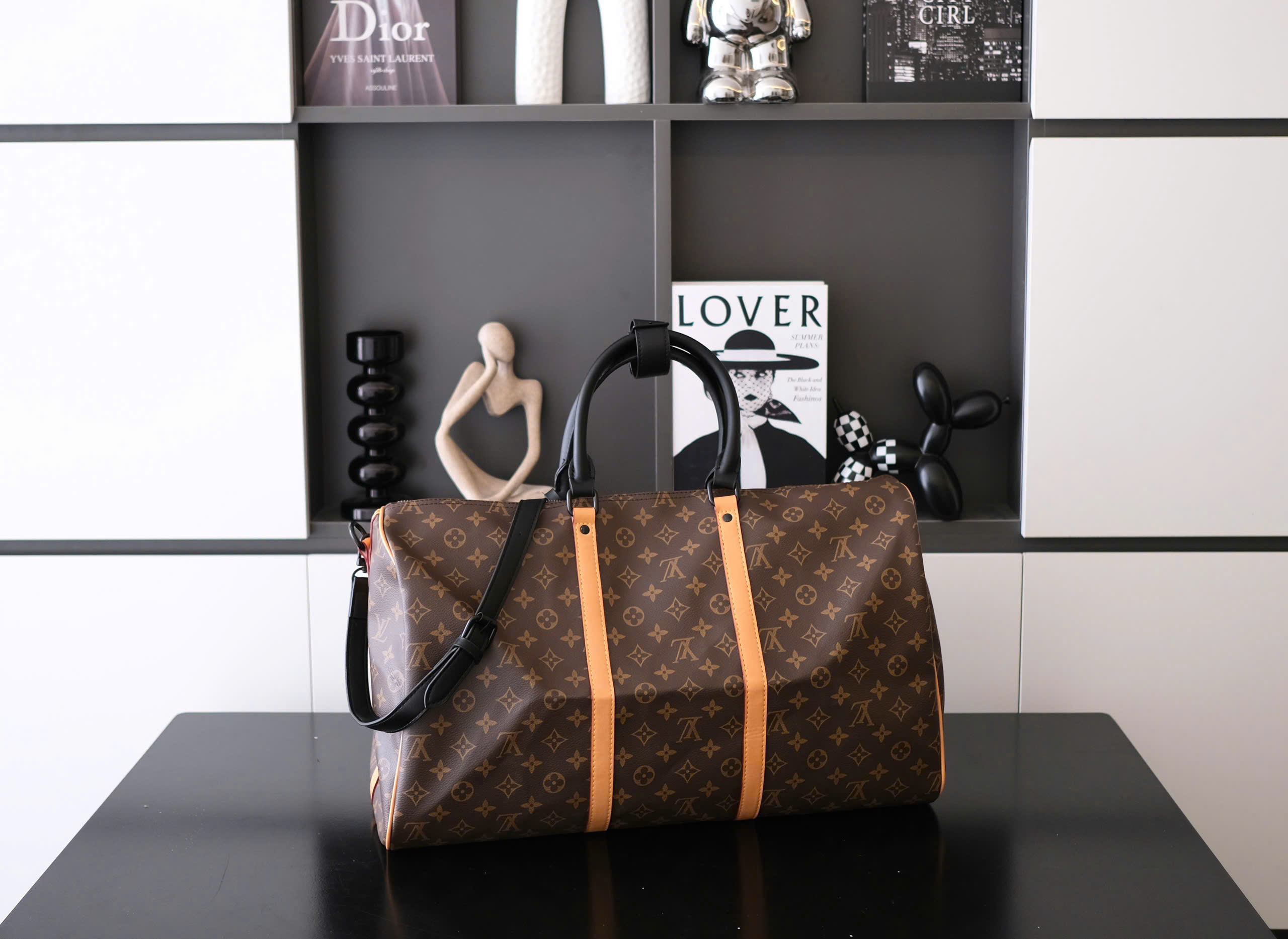 Túi trống du lịch Louis Vuitton LV Nâu họa tiết hoa vân logo phố dây Đen Nâu Like Auth Fullbox phụ kiện DDT