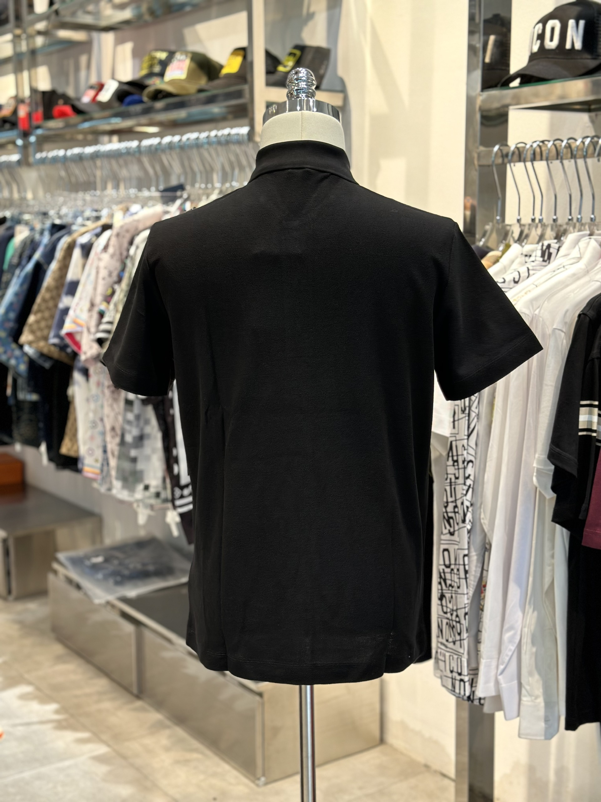 Áo polo Burberry BBR Đen logo thêu ngực kẻ sọc dọc khuy Like Auth on web VTN