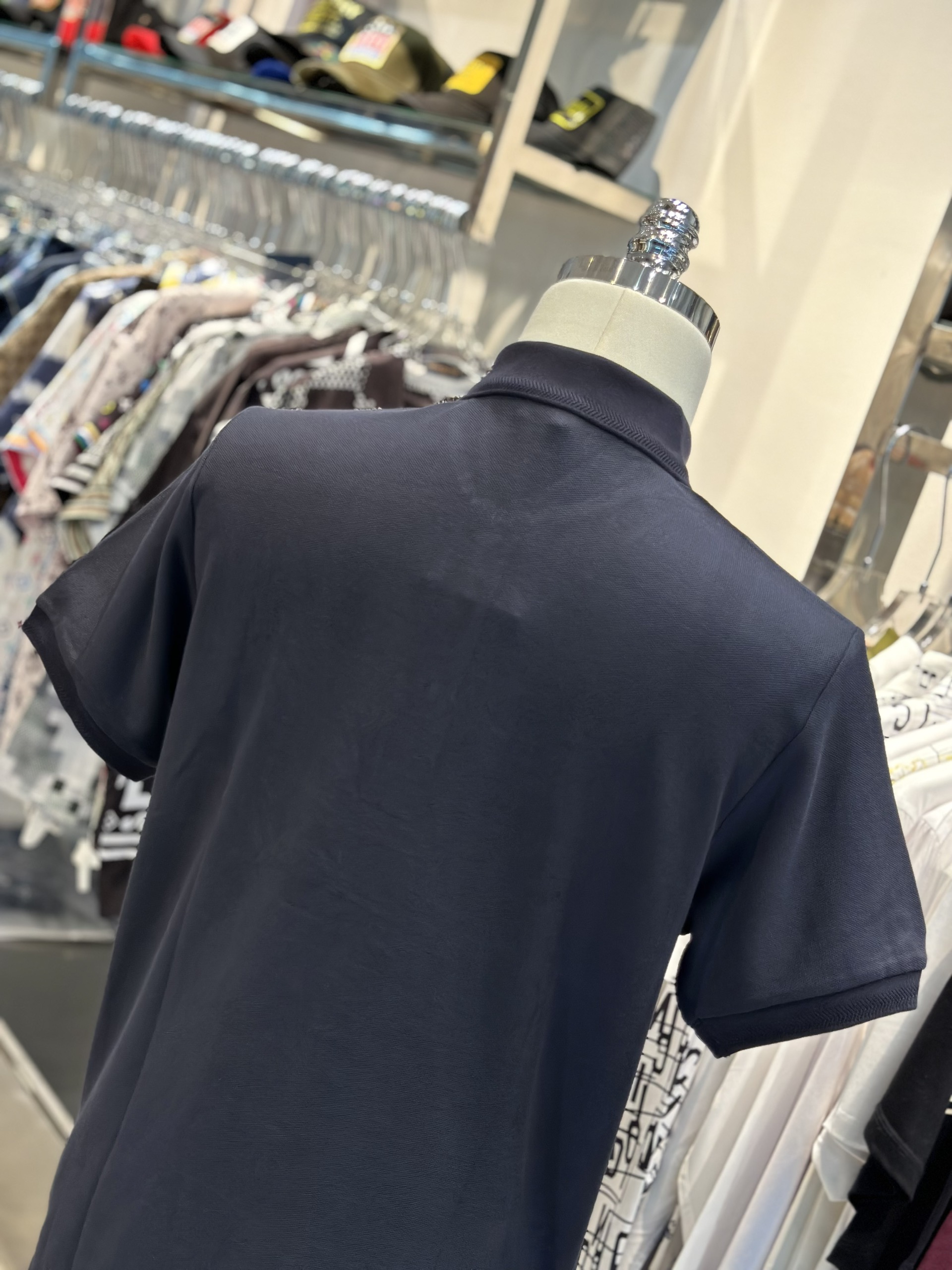 Áo polo Burberry BBR Xanh than logo thêu ngực kẻ sọc dọc khuy Like Auth VTN