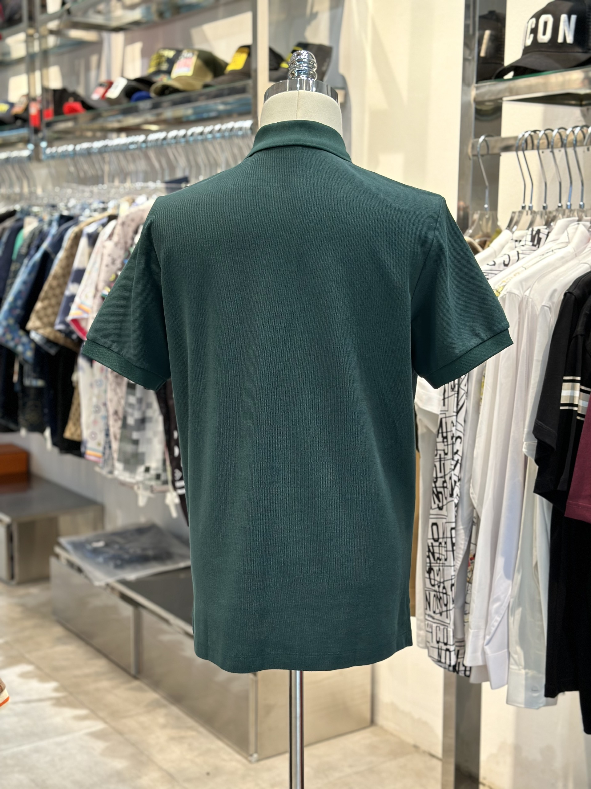 Áo polo Burberry BBR Xanh lá logo thêu ngực kẻ sọc dọc khuy Like Auth VTN