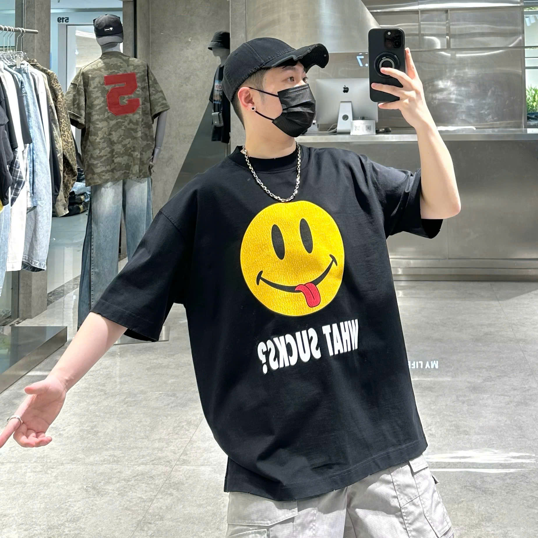 Áo phông T-shirt Local Đen mặt cười họa tiết chữ Like Auth M-XXL VTN