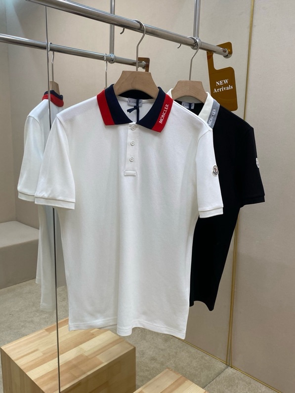 Áo polo Moncler M trơn phối kẻ sọc màu cổ Like Auth VTN