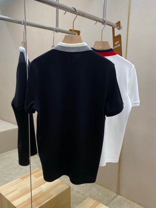 Áo polo Moncler M trơn phối kẻ sọc màu cổ Like Auth VTN