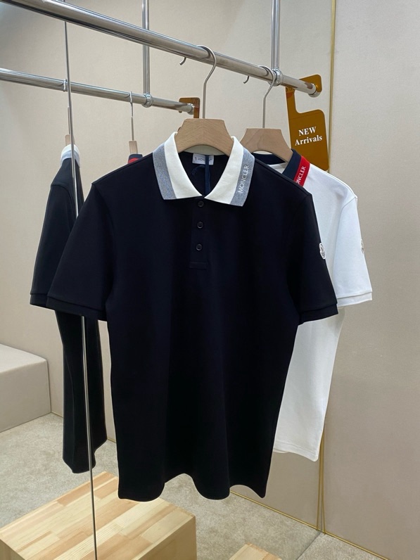 Áo polo Moncler M trơn phối kẻ sọc màu cổ Like Auth VTN