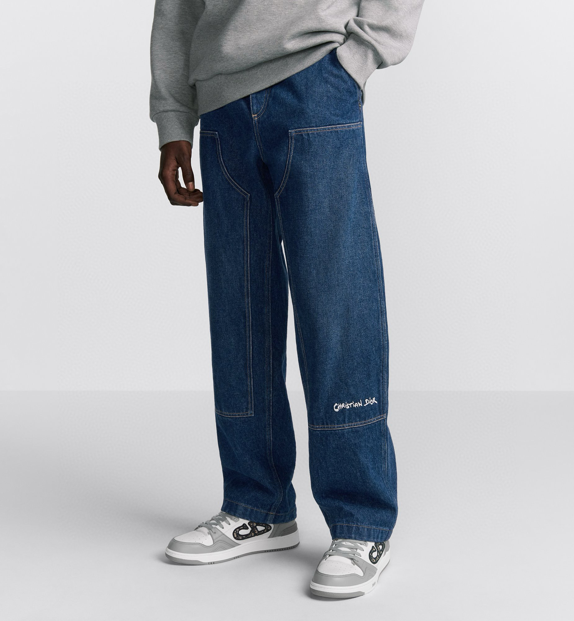 Quần Jean suông Dior CD Xanh logo chữ thêu ống Like Auth VTN