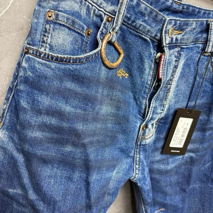 Quần Jean Dsquared2 DSQ2 Xanh móc D sắt gấu sắn Like Auth VTN