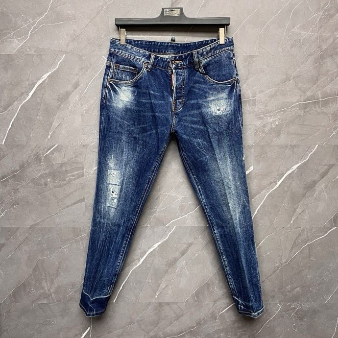 Quần Jean Dsquared2 DSQ2 Xanh xước ô tem Đỏ Like Auth VTN