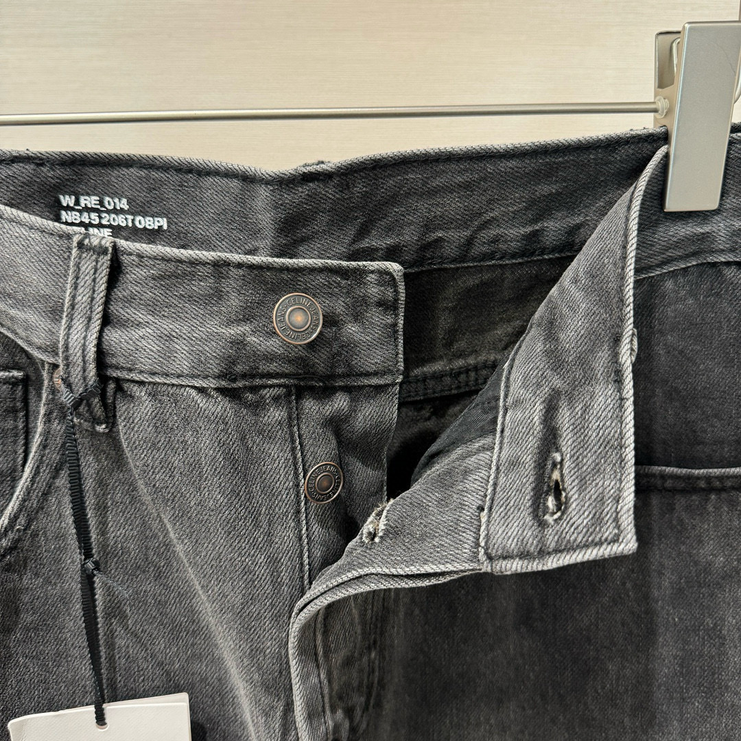 Quần Jean suông Celine Xám trơn rách xước gấu Like Auth VTN