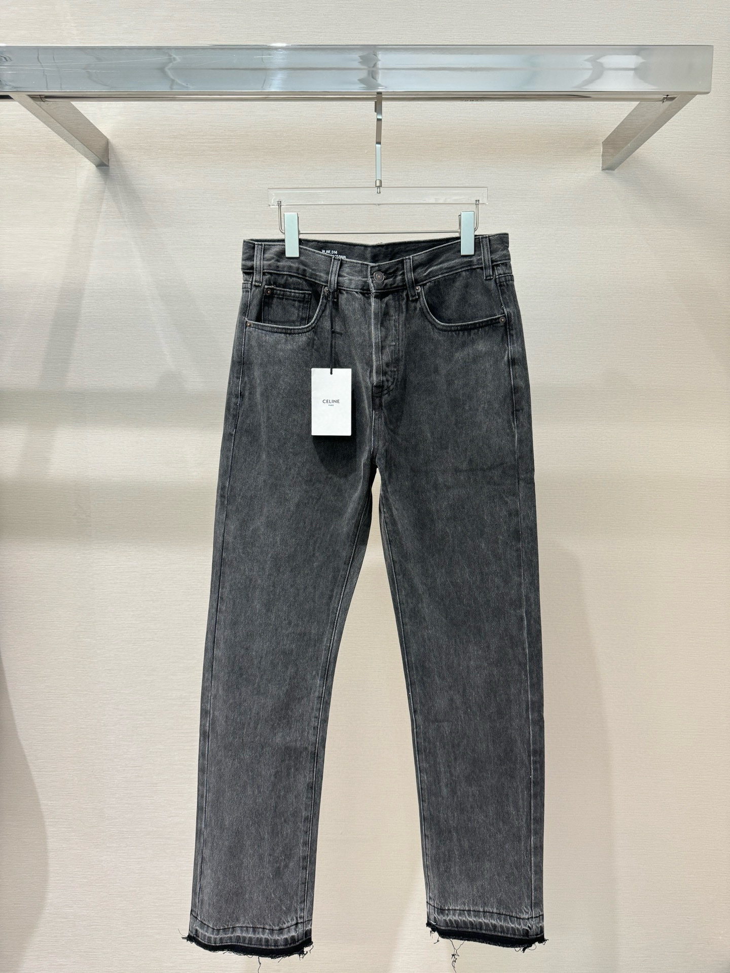 Quần Jean suông Celine Xám trơn rách xước gấu Like Auth VTN