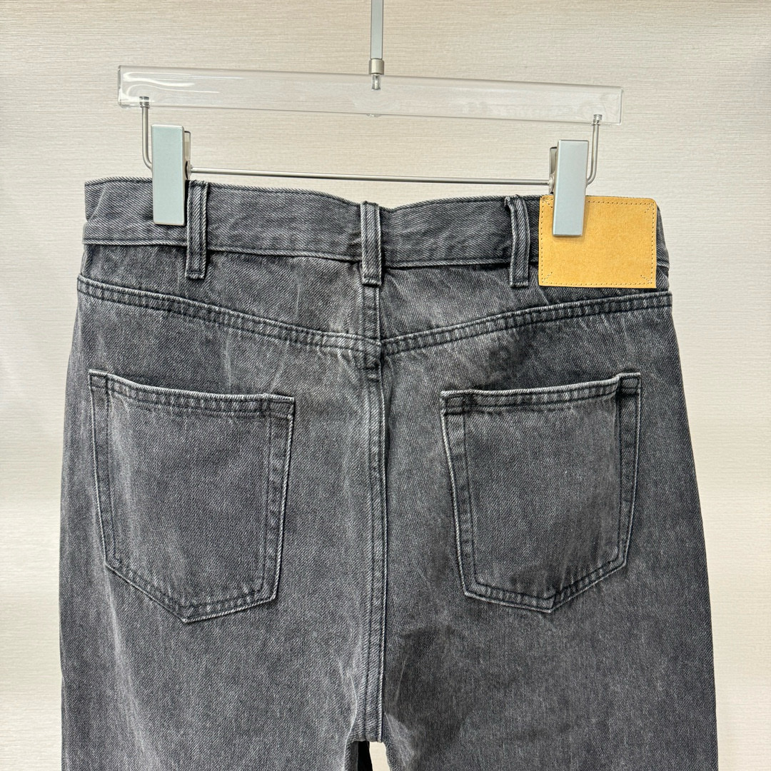 Quần Jean suông Celine Xám trơn rách xước gấu Like Auth VTN