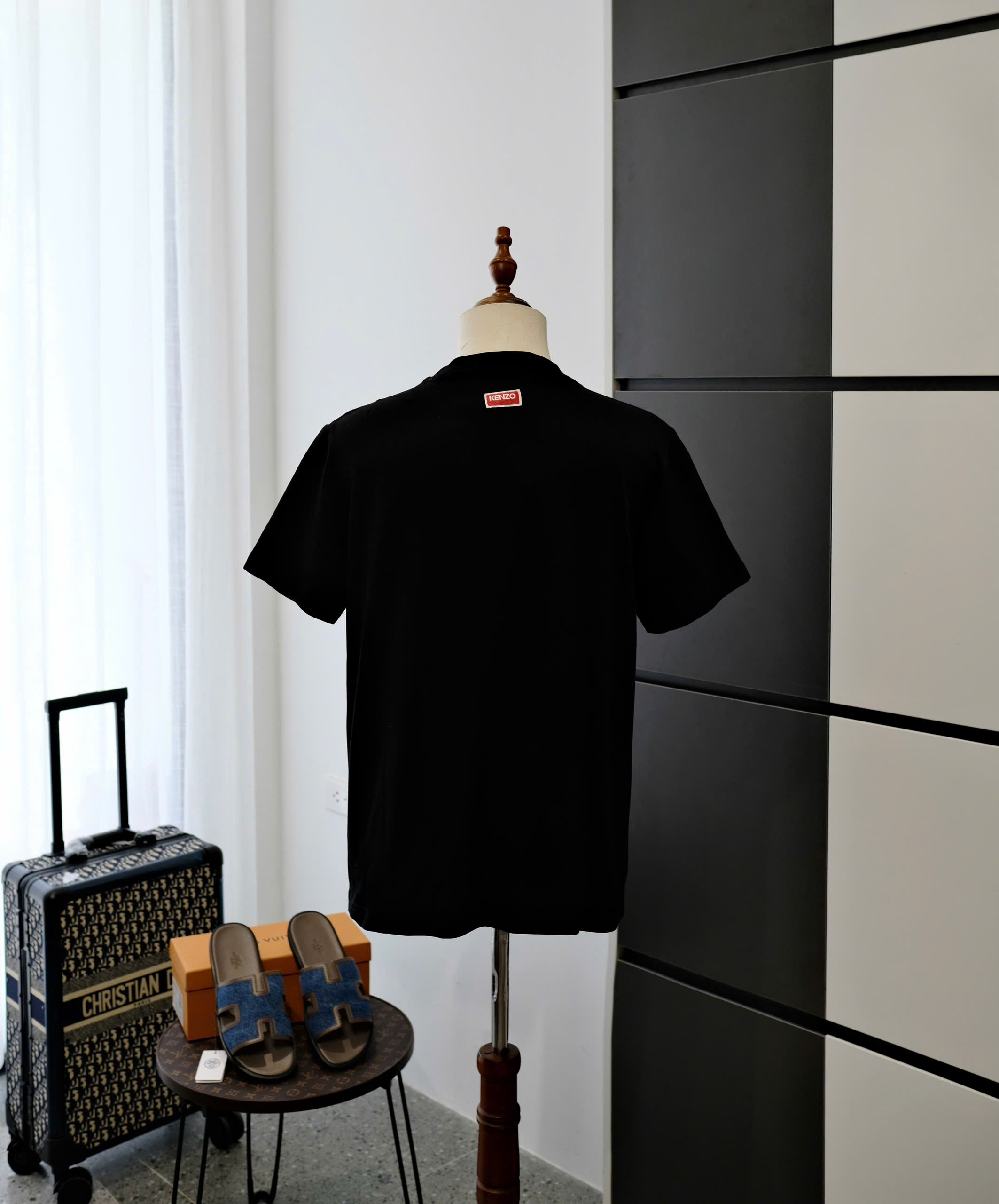 Áo phông T-shirt Kenzo KZ Đen logo mặt Hổ Xanh lá chữ Đỏ thêu Like Auth DDT
