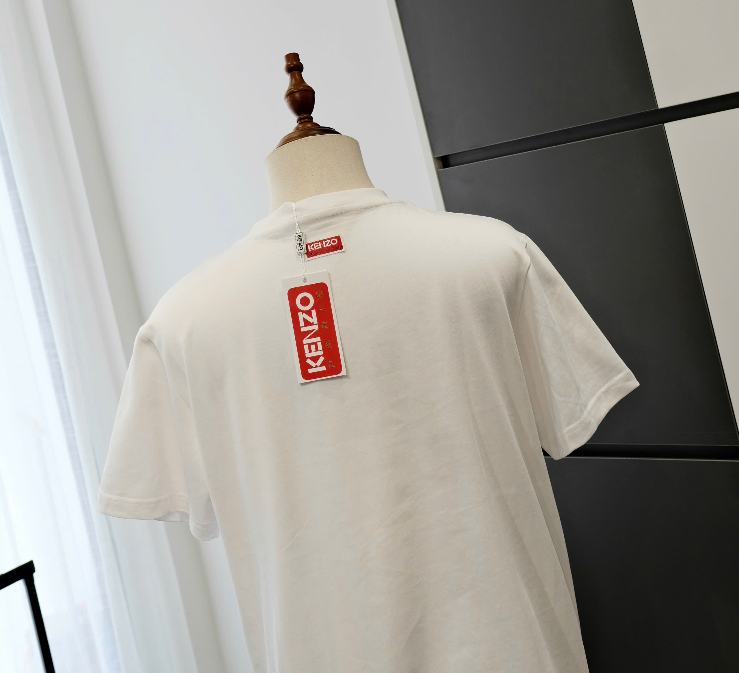 Áo phông T-shirt Kenzo KZ Trắng logo mặt Hổ Vàng chữ Đỏ thêu Like Auth DDT