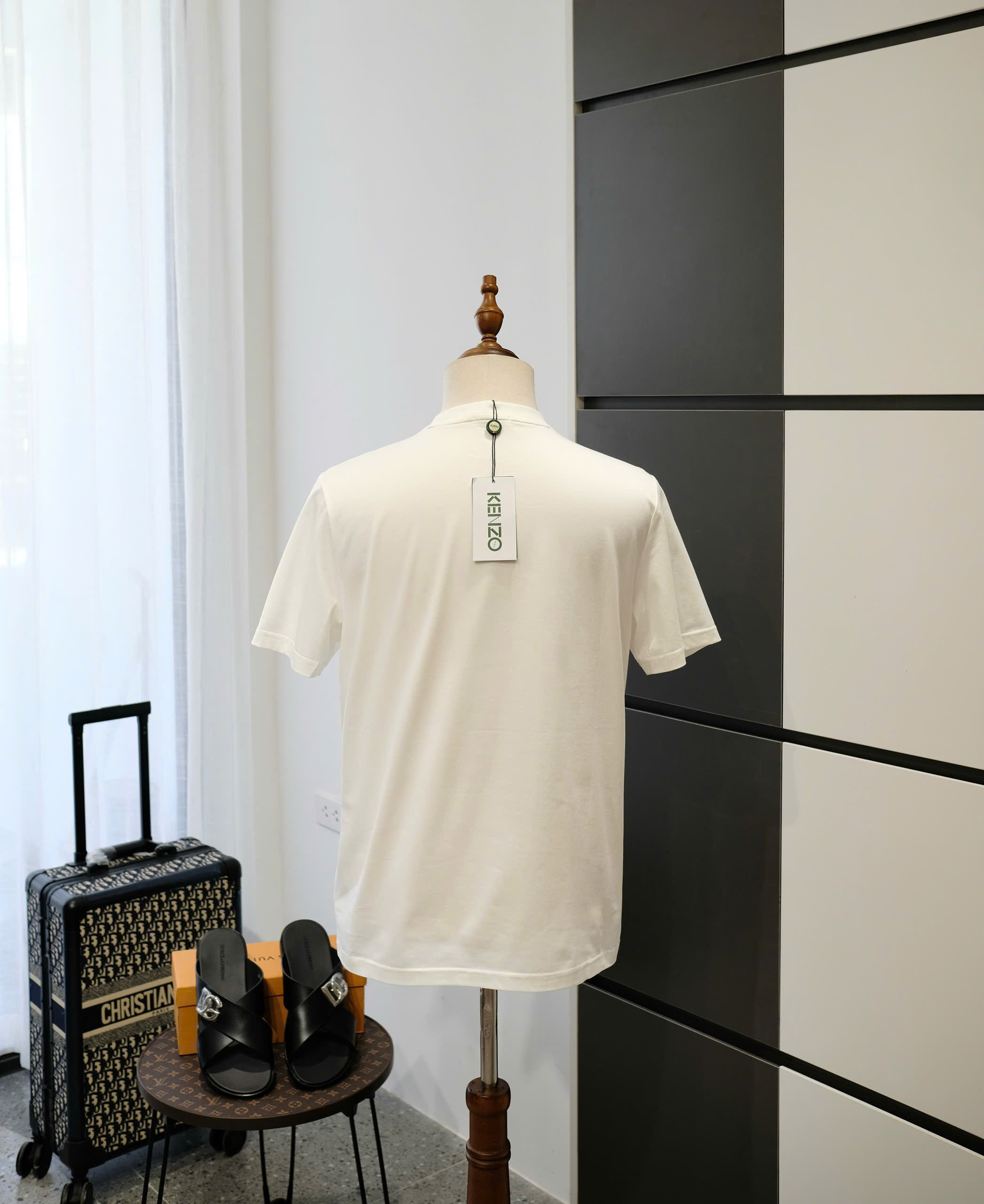 Áo phông T-shirt Kenzo KZ Trắng logo mặt Hổ Trắng chữ Đỏ Like Auth DDT