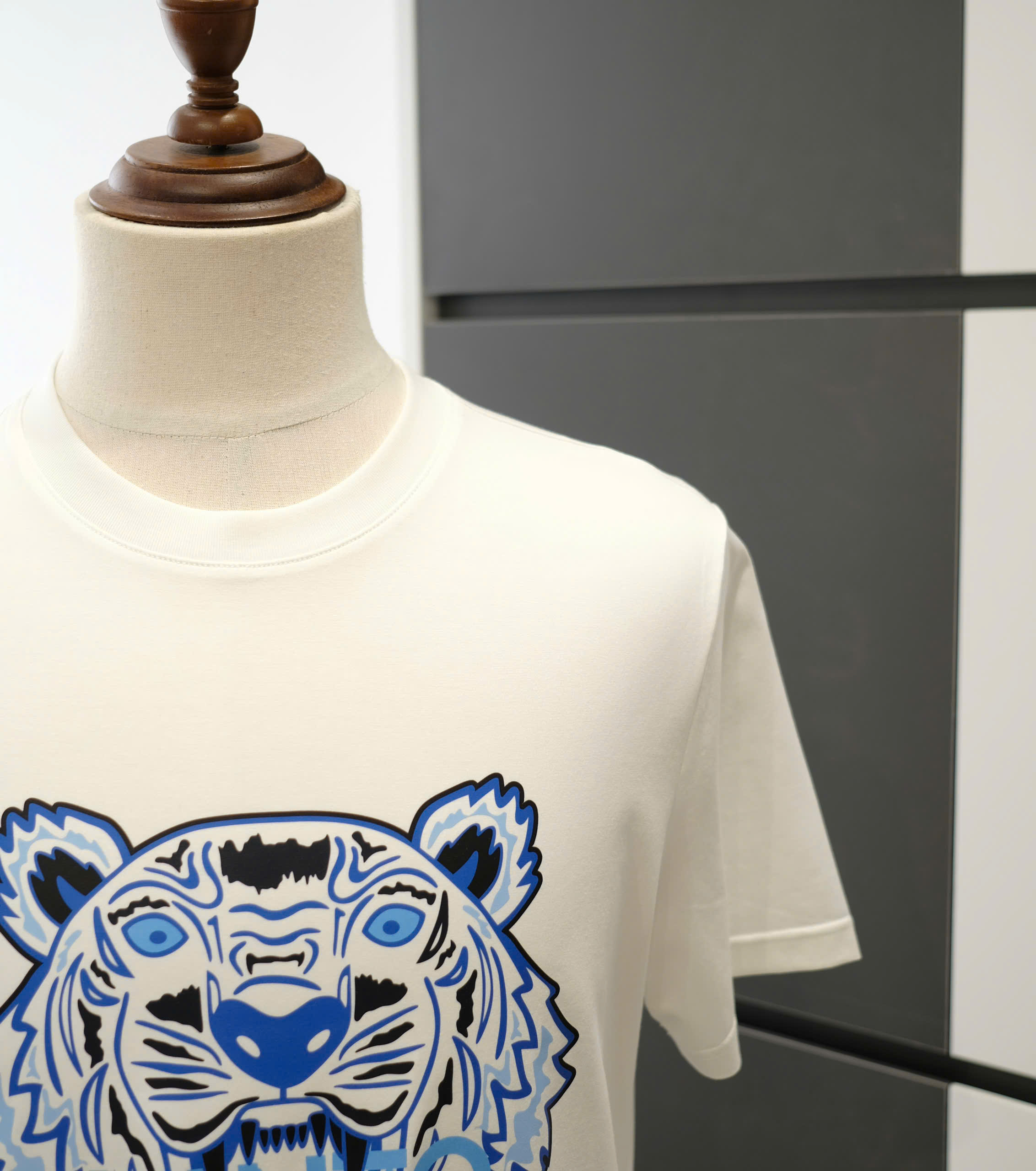 Áo phông T-shirt Kenzo KZ Trắng logo mặt Hổ Xanh Like Auth DDT