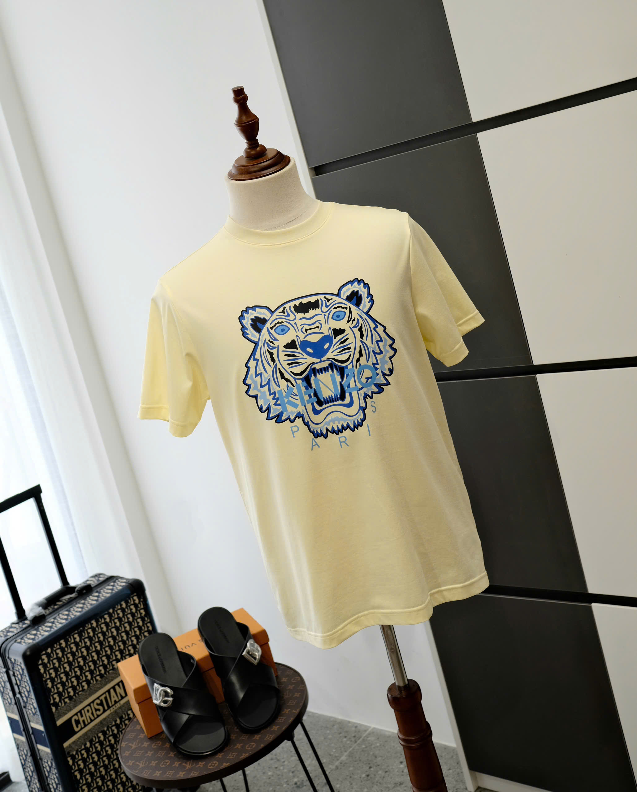 Áo phông T-shirt Kenzo KZ Vàng logo mặt Hổ Xanh Like Auth DDT